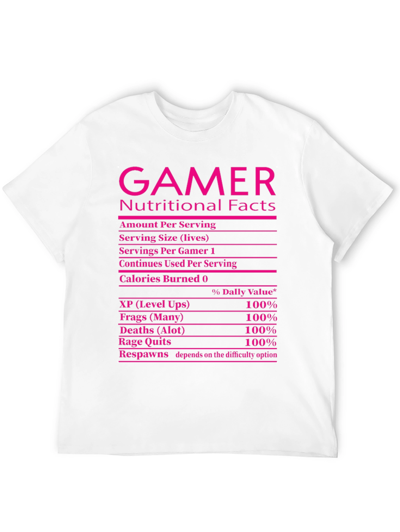 Gamer Nutritional Facts Black T-Shirt Funny Gift