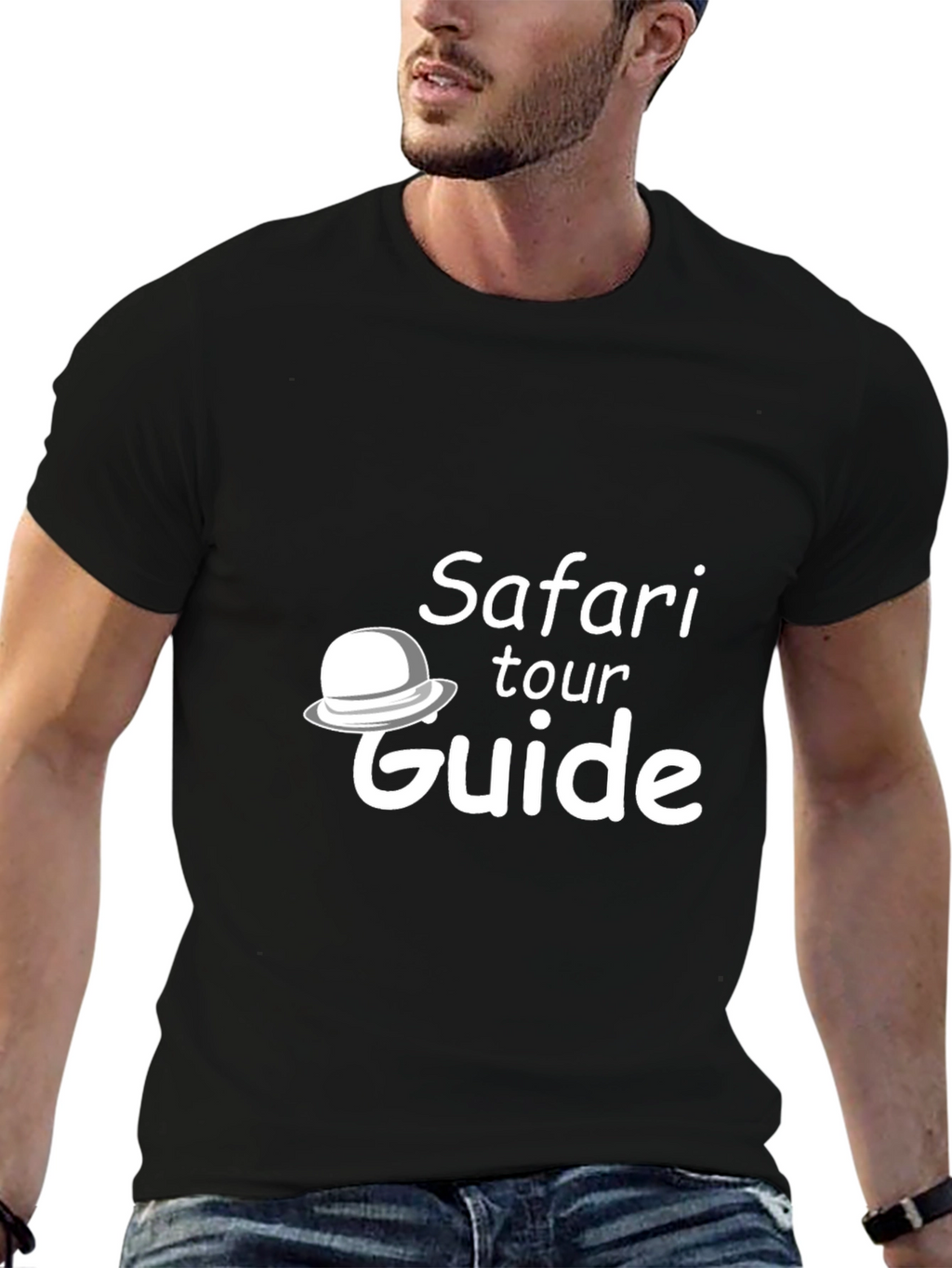Safari Tour Guide Graphic T-Shirt - Black Cotton Tee