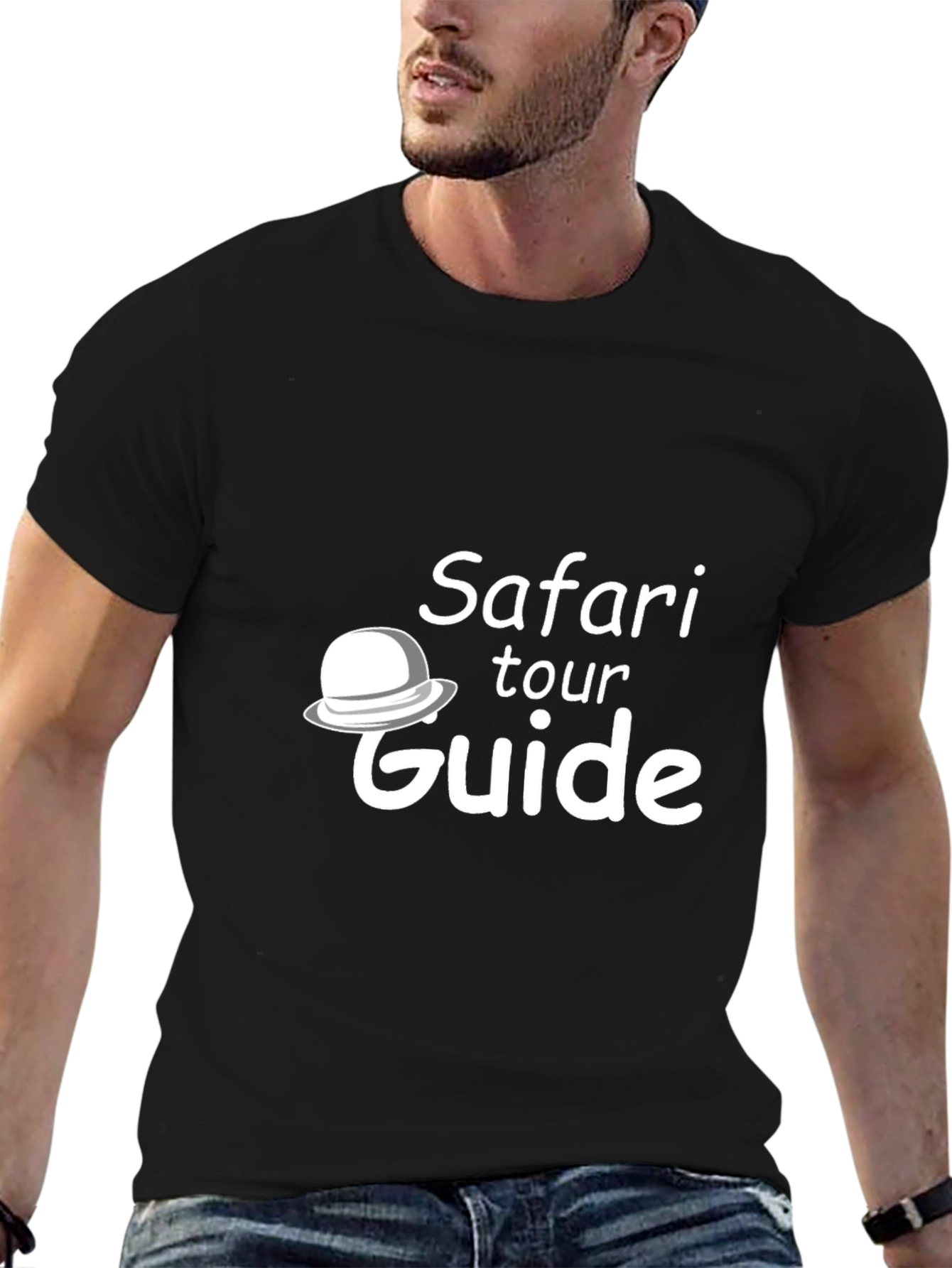 Safari Tour Guide Graphic T-Shirt - Black Cotton Tee