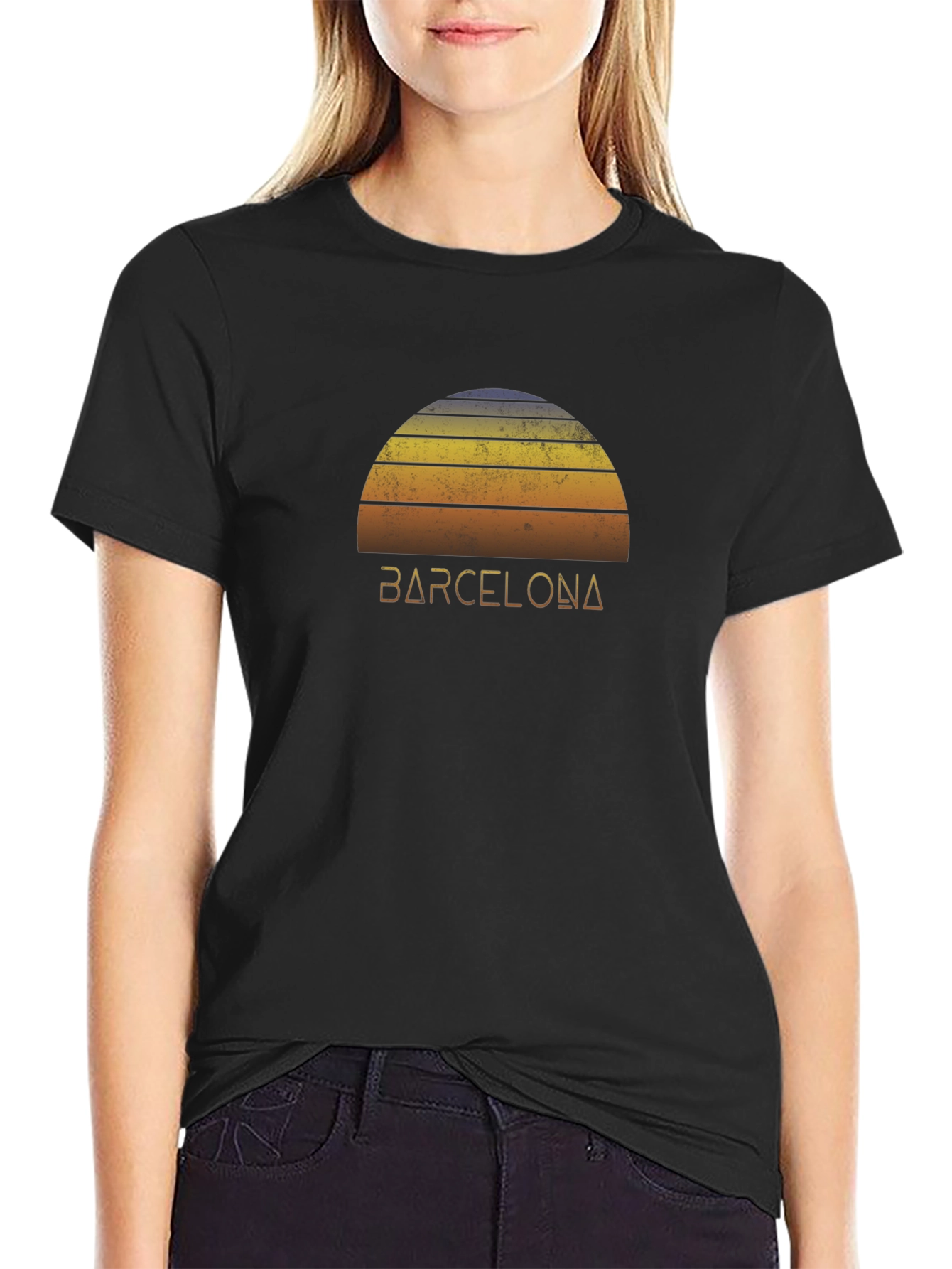 Retro Barcelona Sunset Graphic Tee