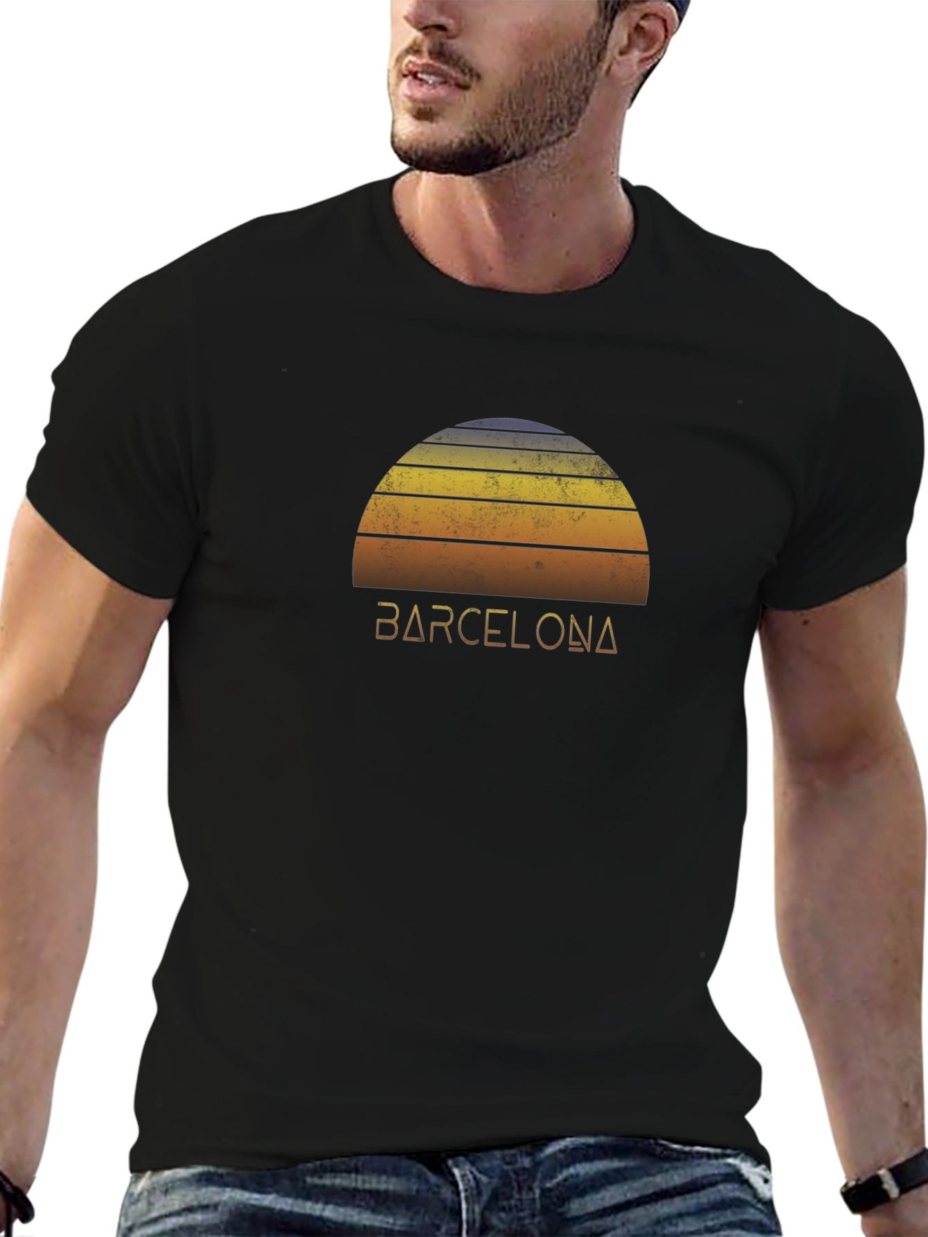 Retro Barcelona Sunset Graphic Tee