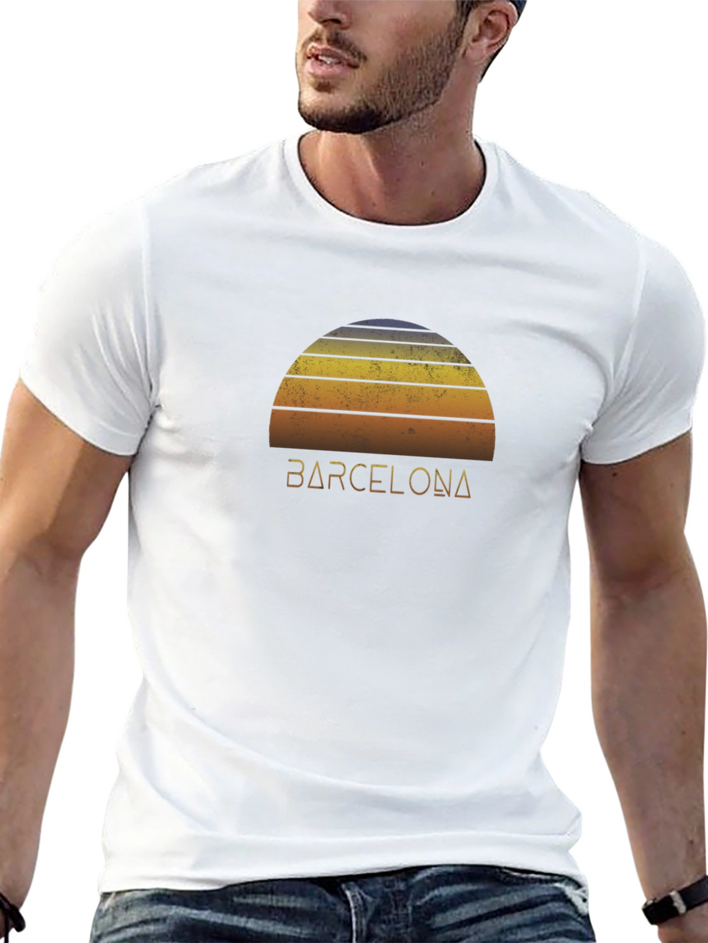 Retro Barcelona Sunset Graphic Tee