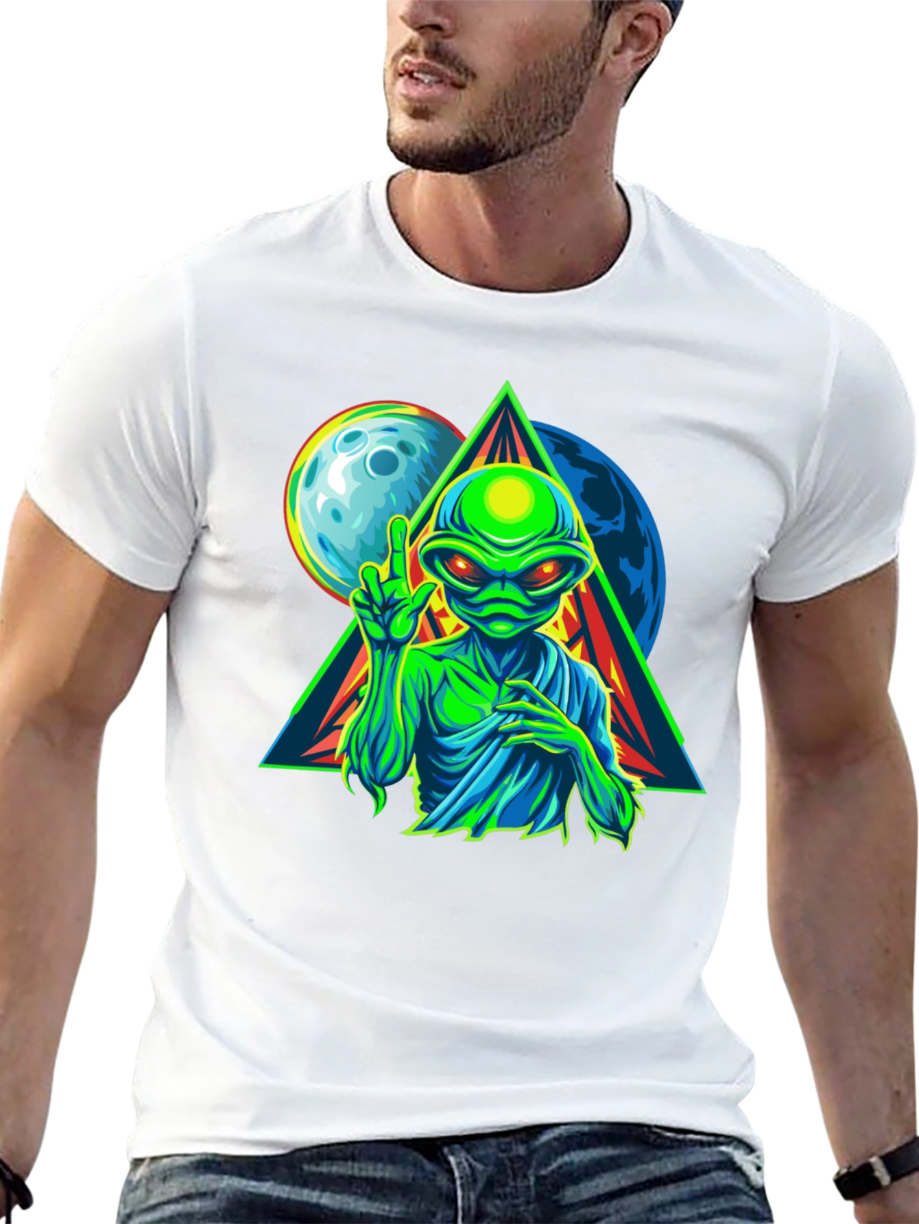Alien Graphic T-Shirt - Peace Among Worlds!