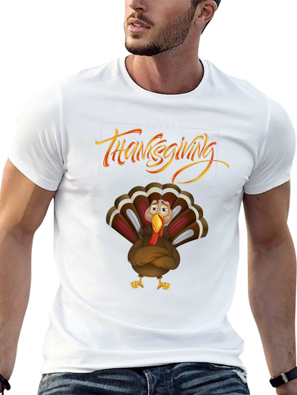 Thanksgiving Turkey Graphic Tee - Black