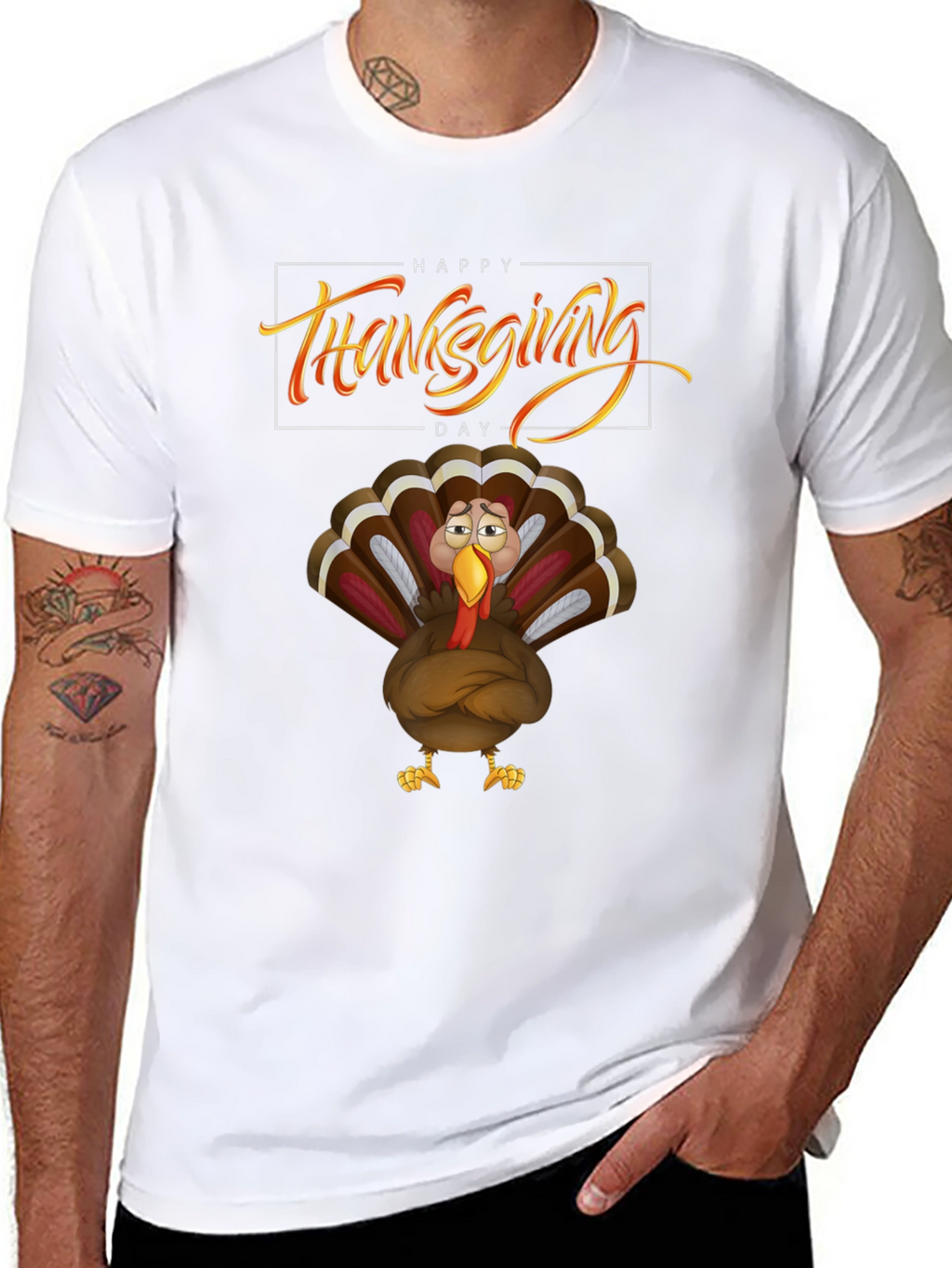 Thanksgiving Turkey Graphic Tee - Black