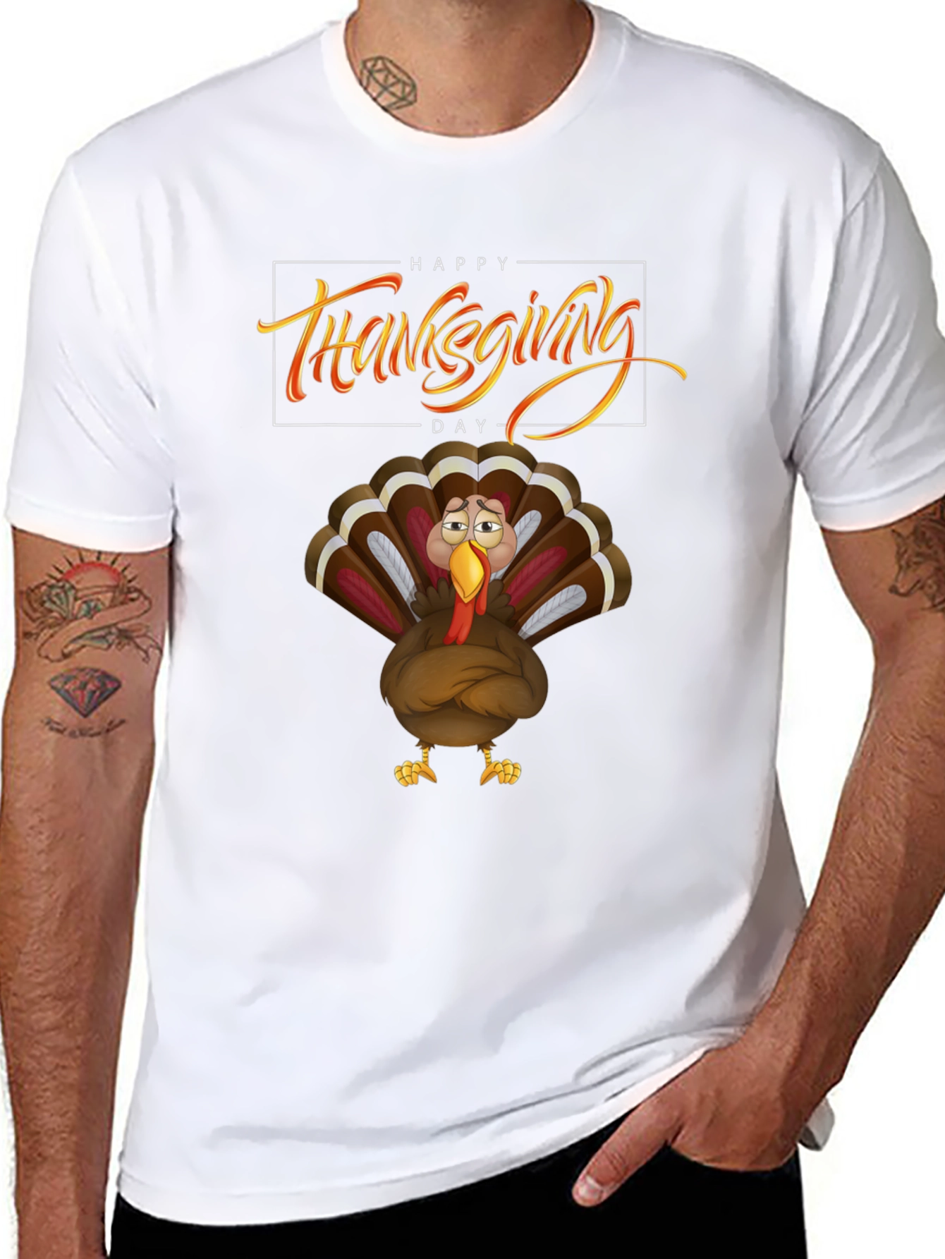 Thanksgiving Turkey Graphic Tee - Black