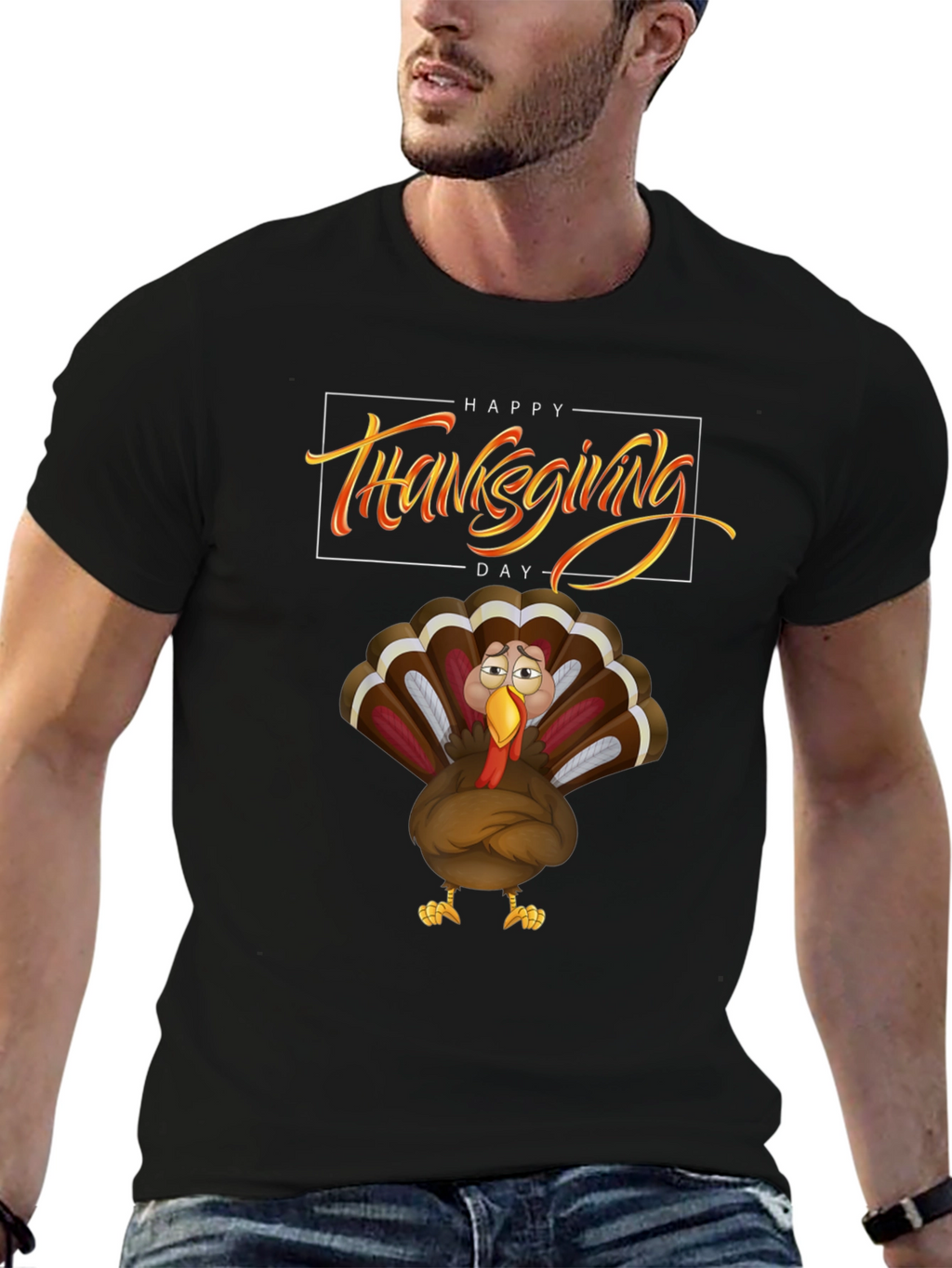 Thanksgiving Turkey Graphic Tee - Black