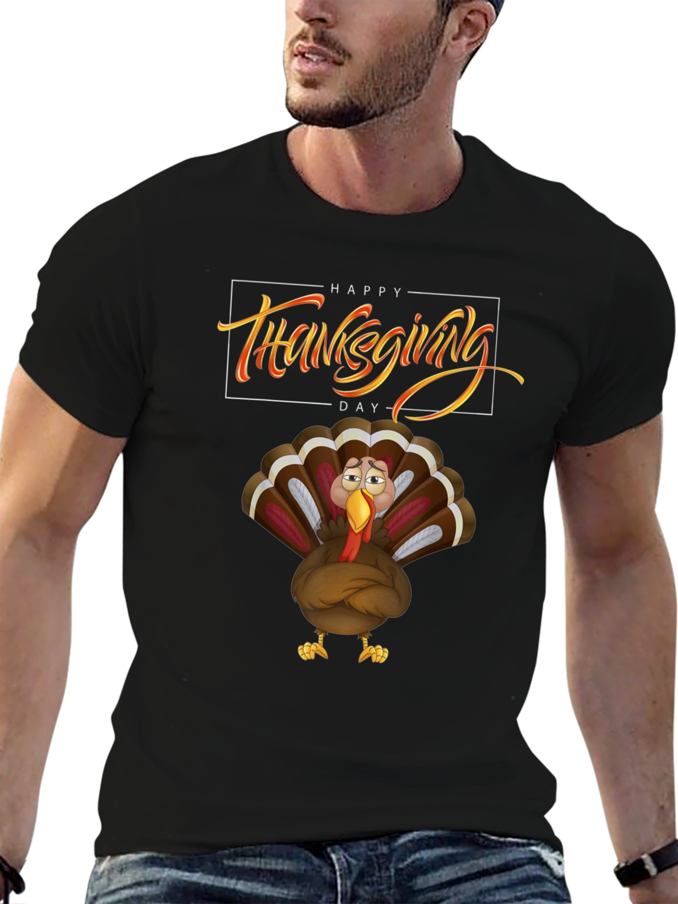 Thanksgiving Turkey Graphic Tee - Black