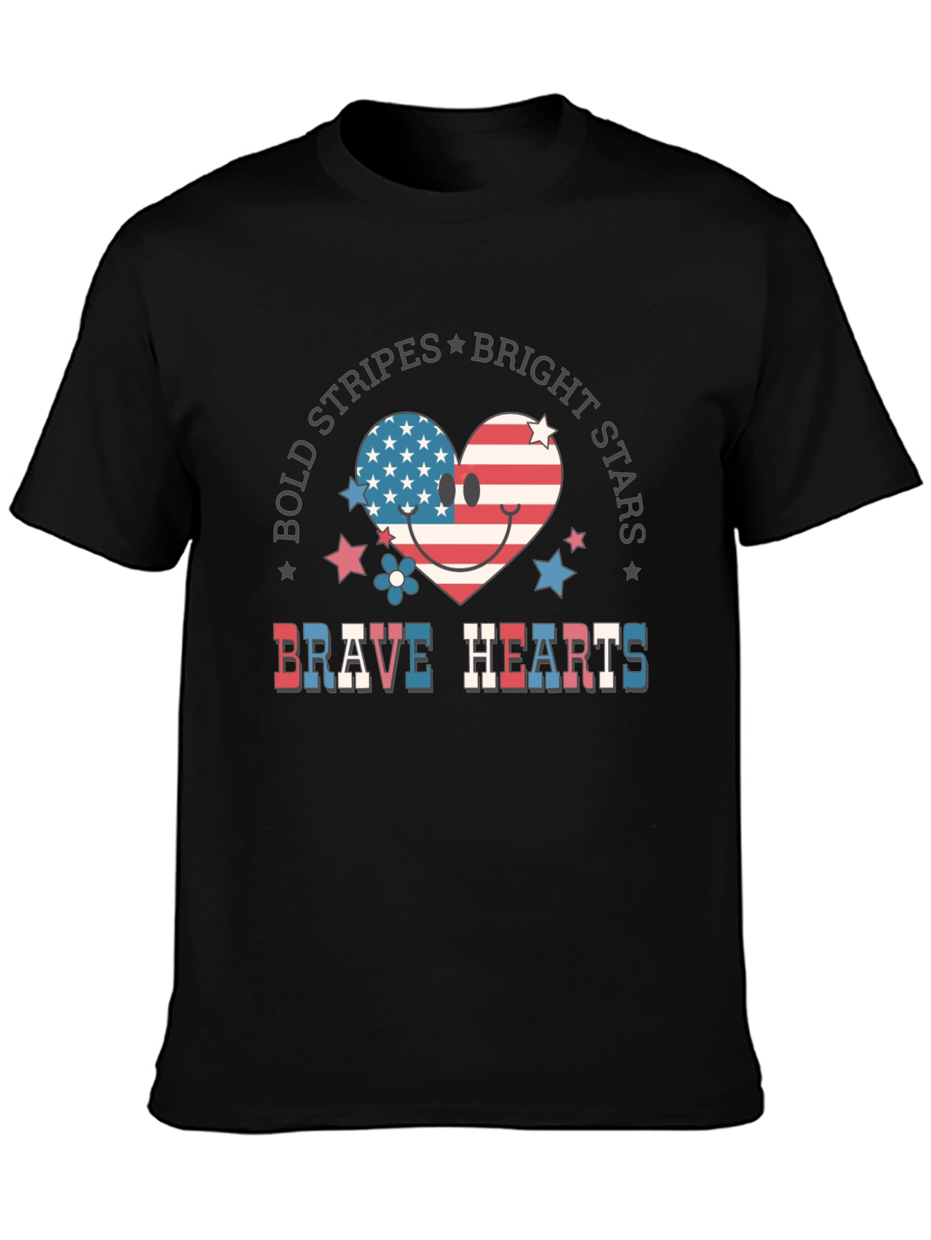 Bold Stripes Bright Stars Brave Hearts T-Shirt