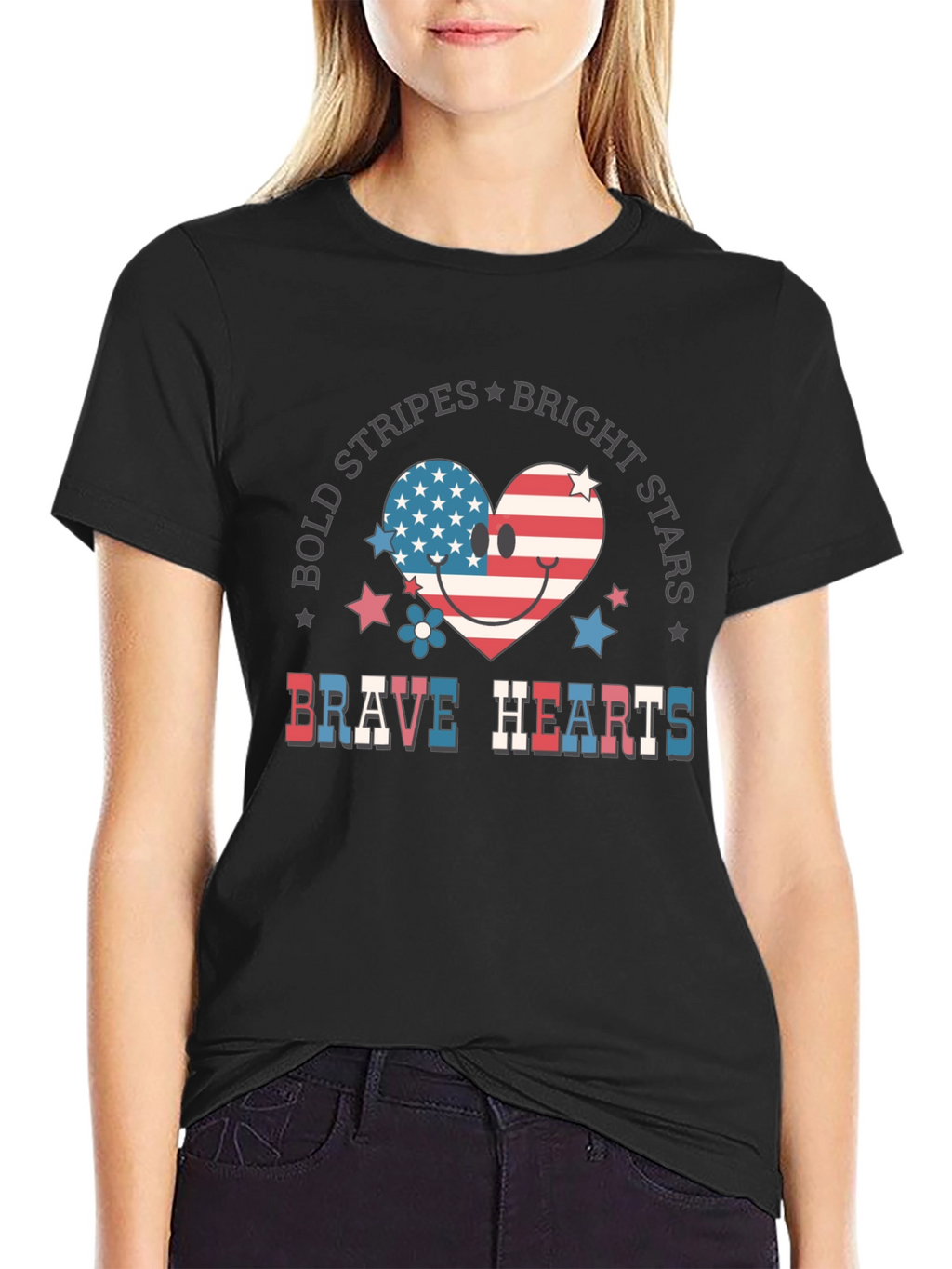 Bold Stripes Bright Stars Brave Hearts T-Shirt