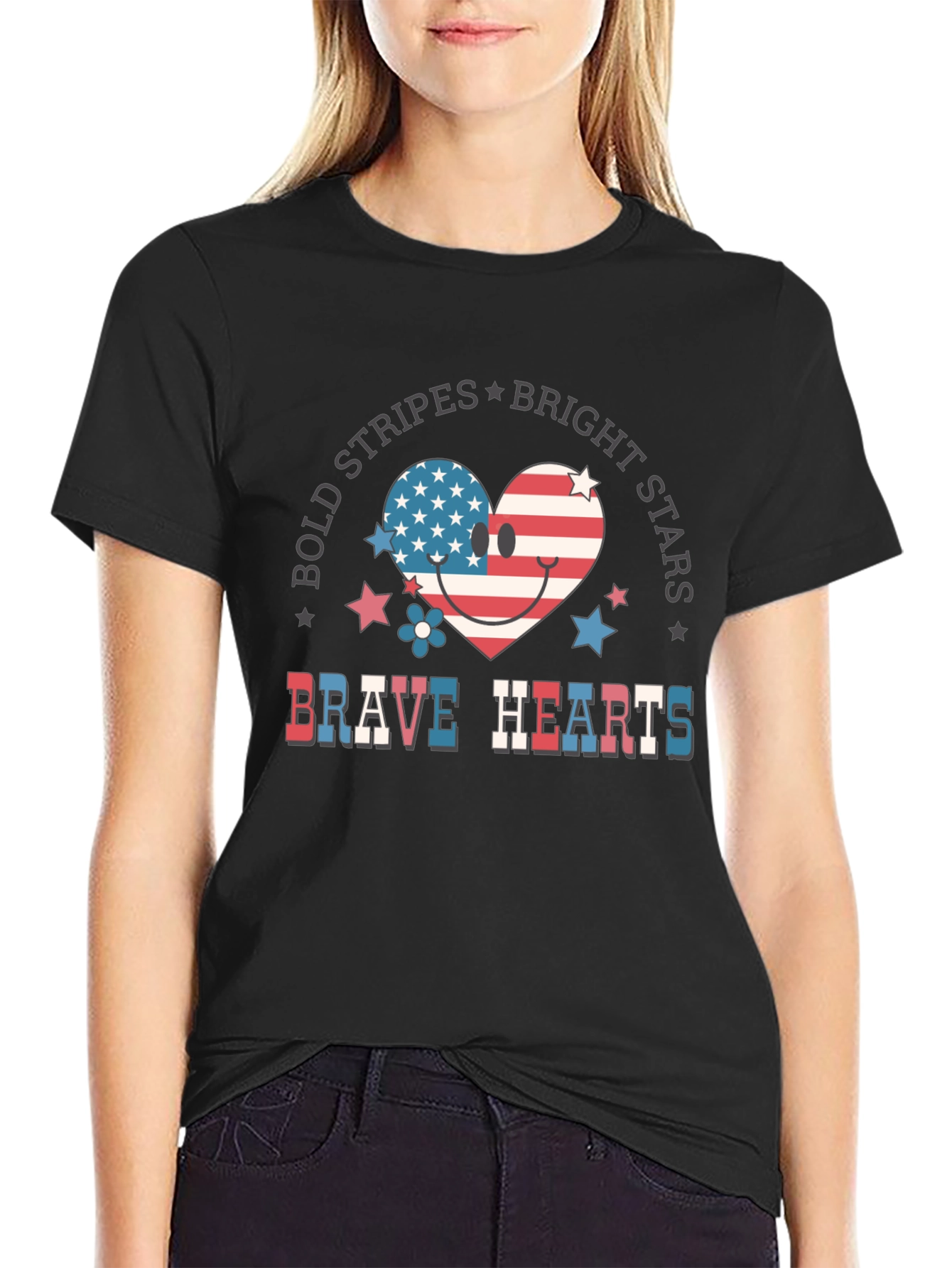 Bold Stripes Bright Stars Brave Hearts T-Shirt