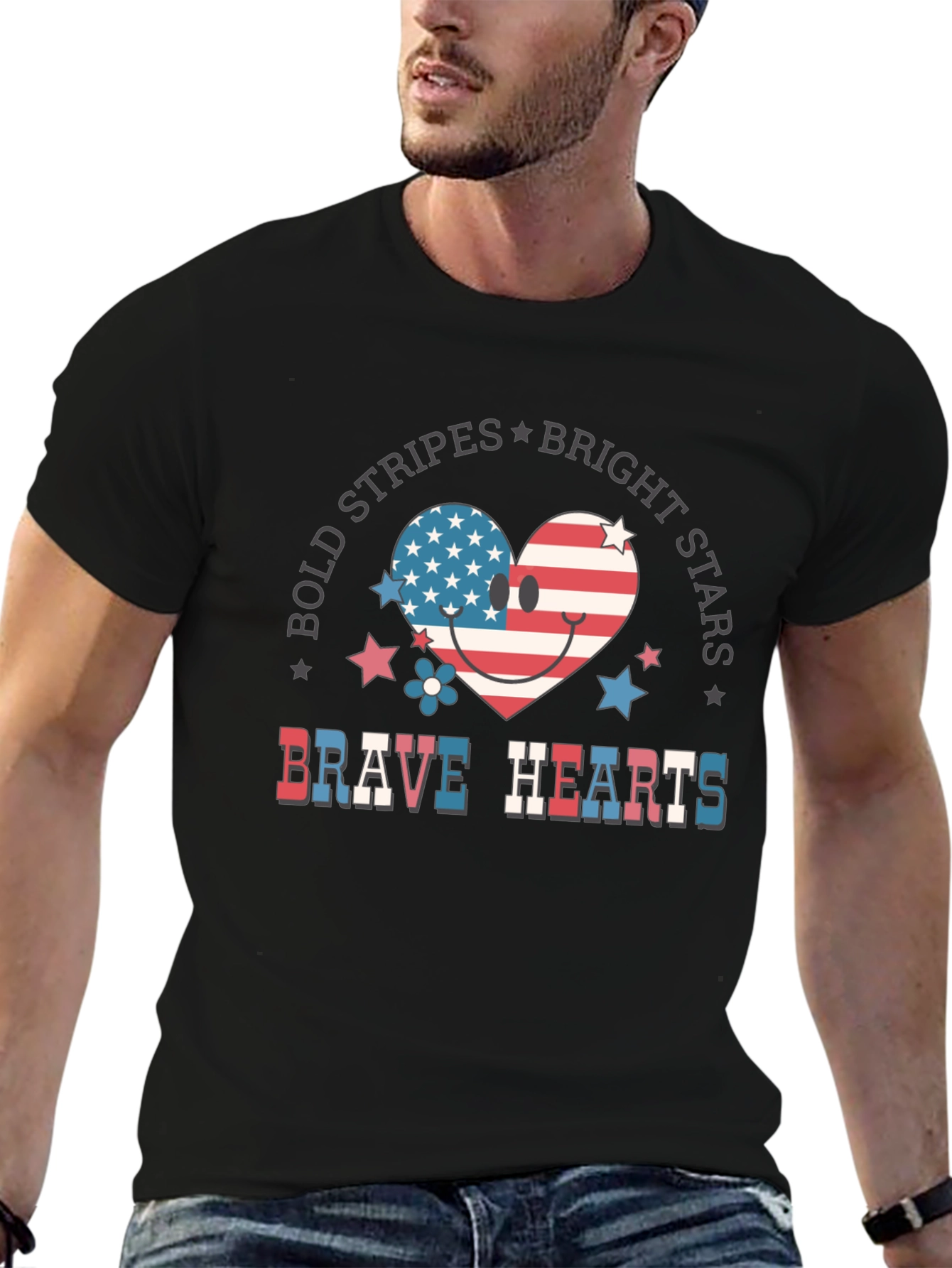 Bold Stripes Bright Stars Brave Hearts T-Shirt