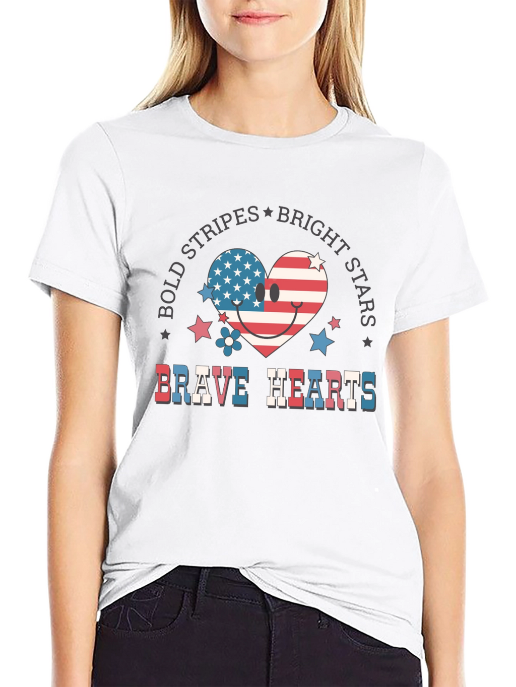 Bold Stripes Bright Stars Brave Hearts T-Shirt