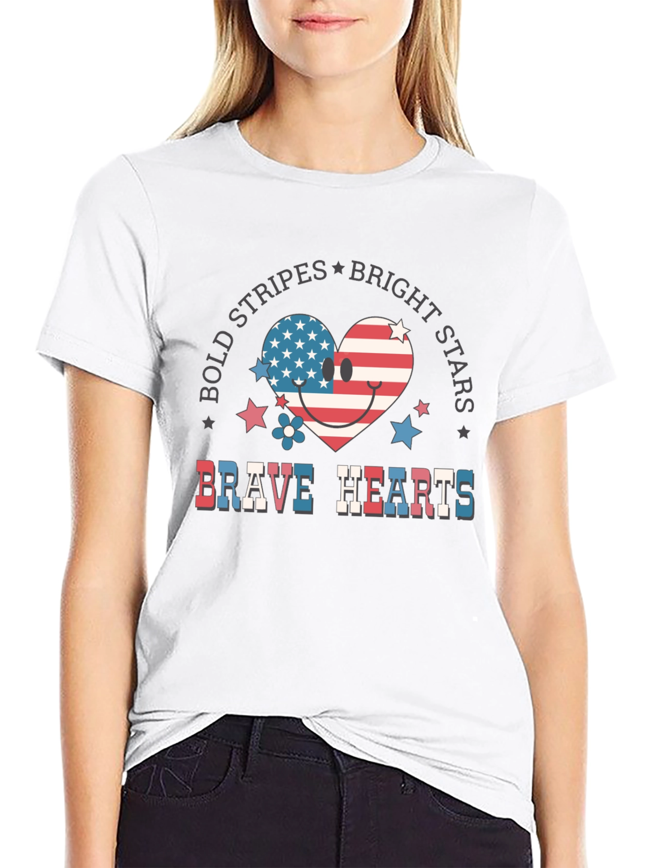 Bold Stripes Bright Stars Brave Hearts T-Shirt