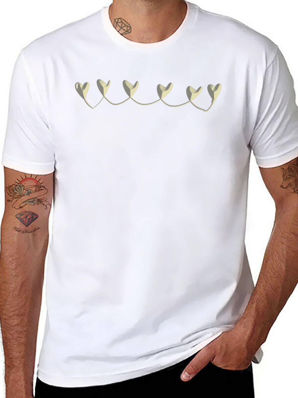 Black T-Shirt with Heart Garland