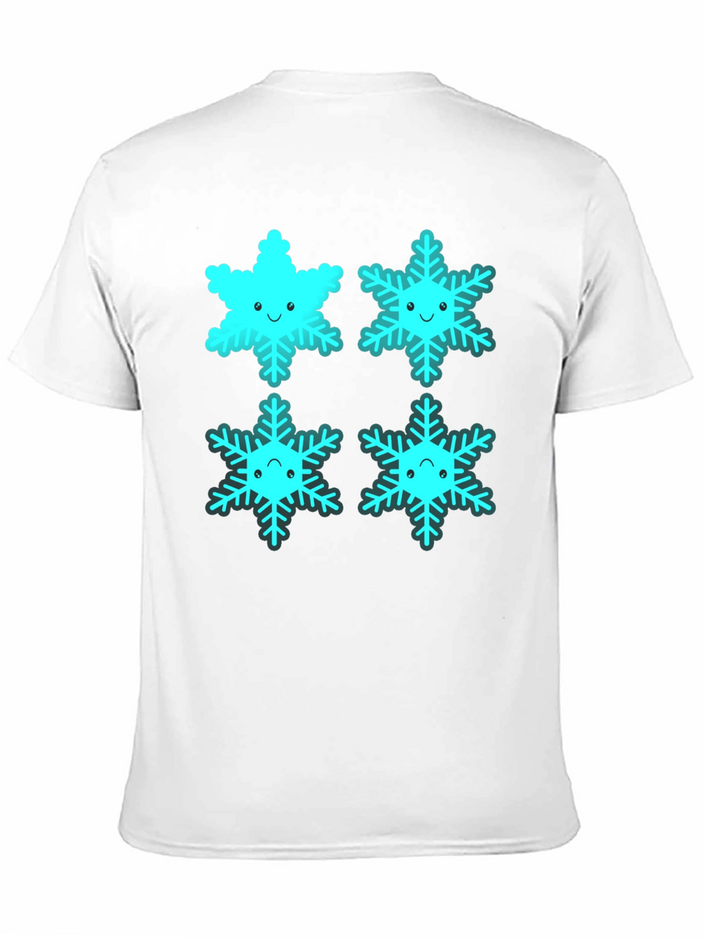 Cute Cartoon Snowflake Graphic Tee - Black