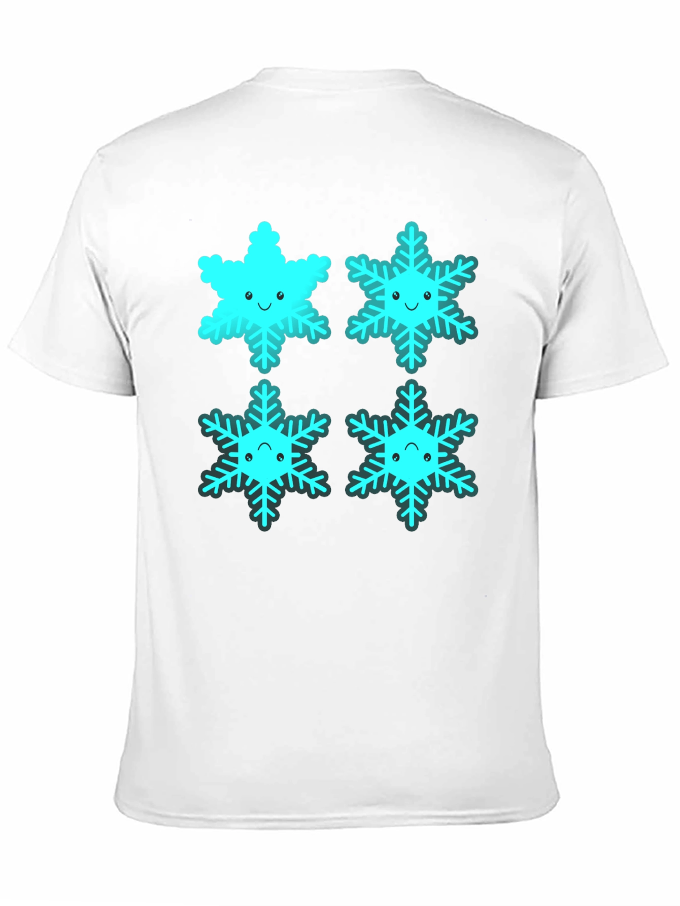 Cute Cartoon Snowflake Graphic Tee - Black