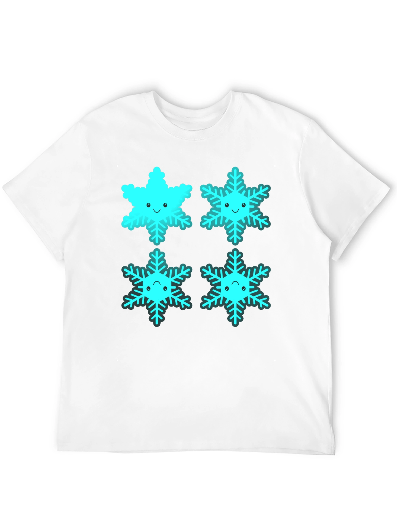Cute Cartoon Snowflake Graphic Tee - Black