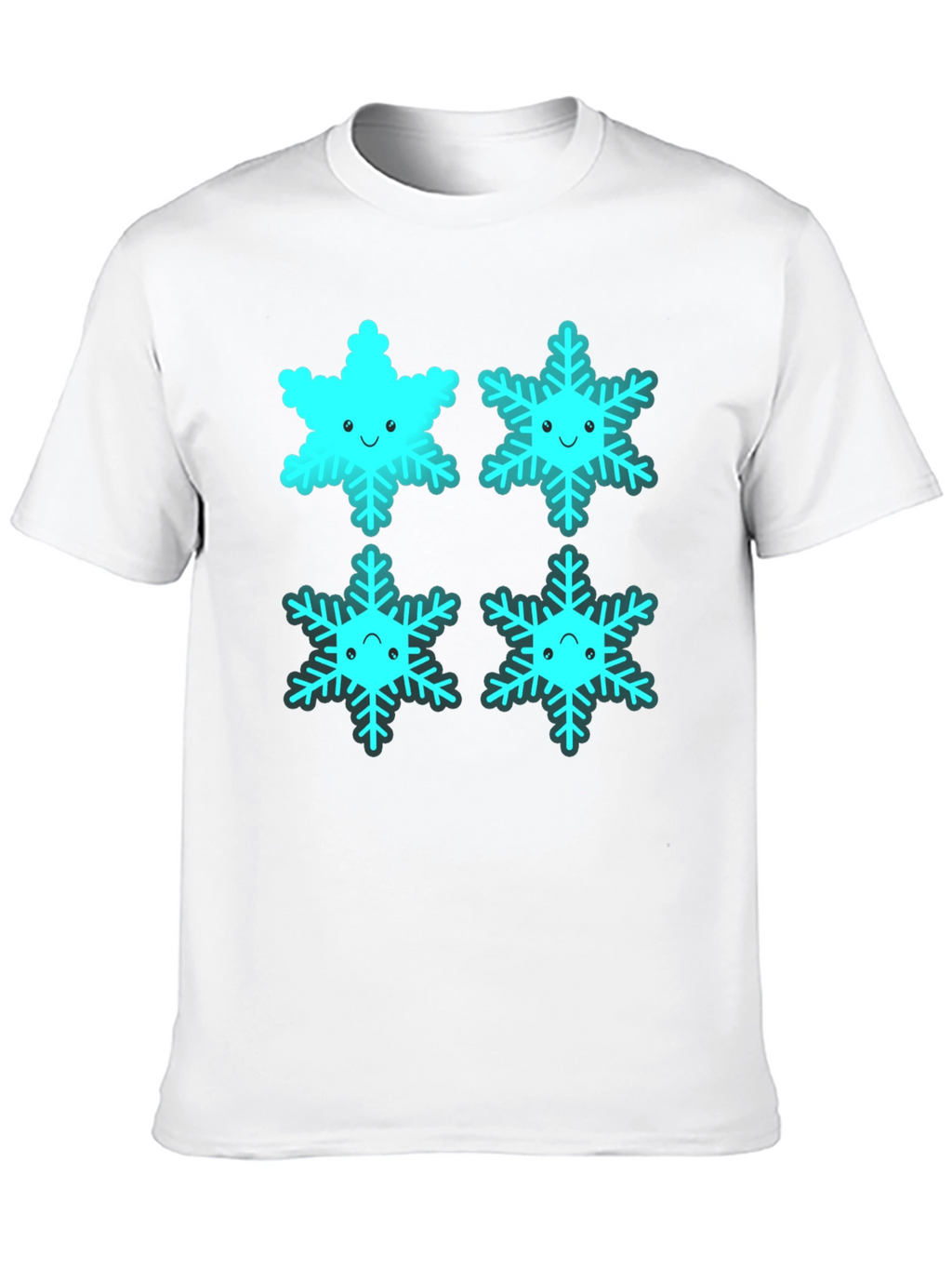 Cute Cartoon Snowflake Graphic Tee - Black