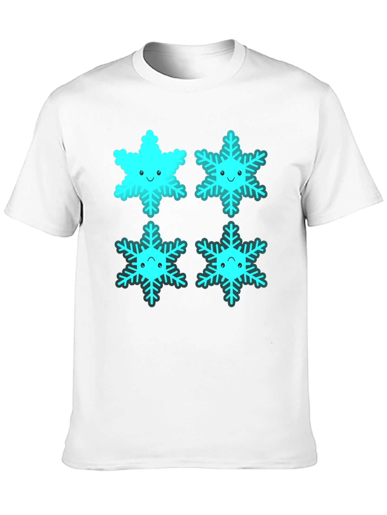 Cute Cartoon Snowflake Graphic Tee - Black