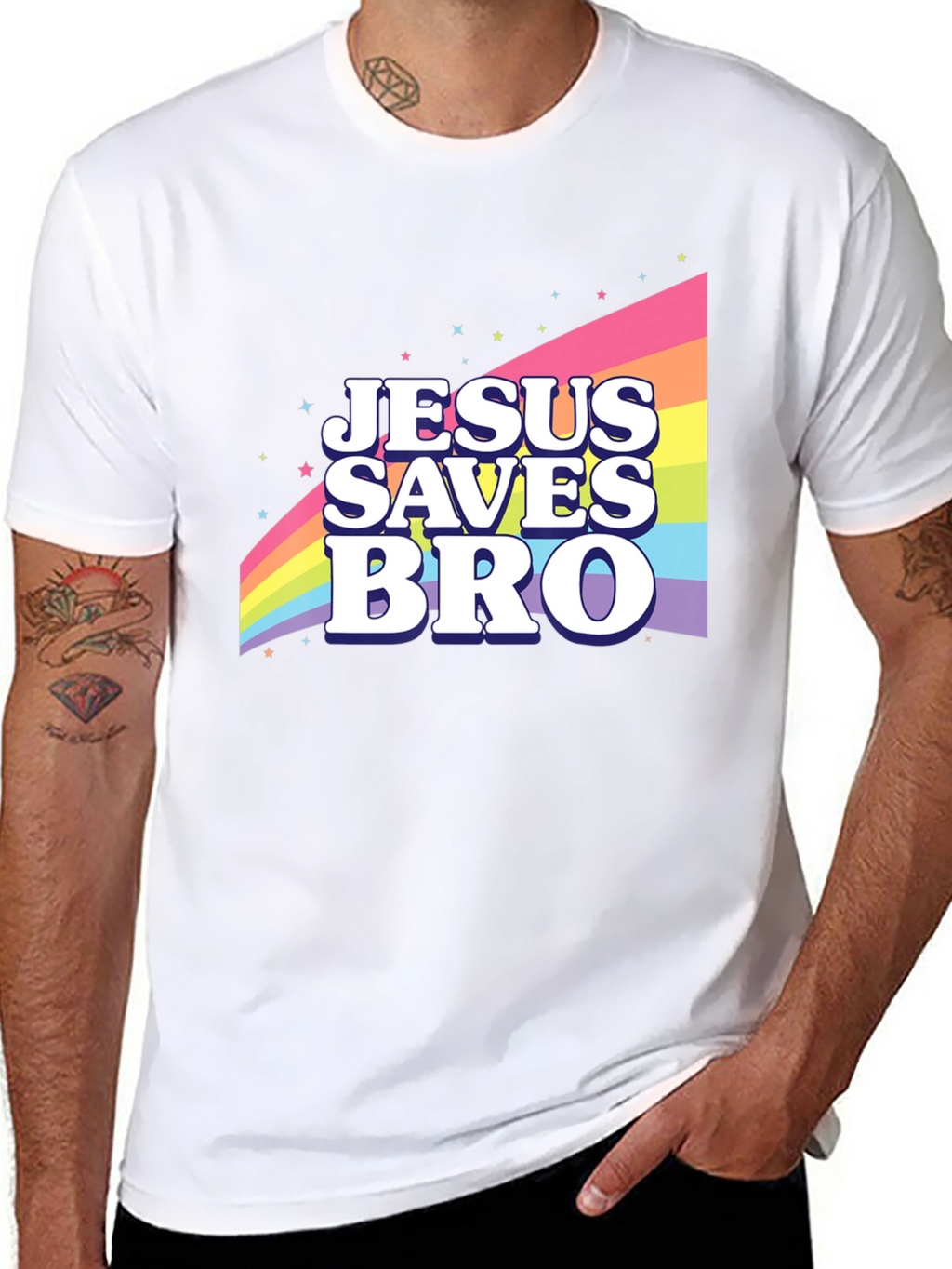 Jesus Saves Bro Rainbow T-Shirt