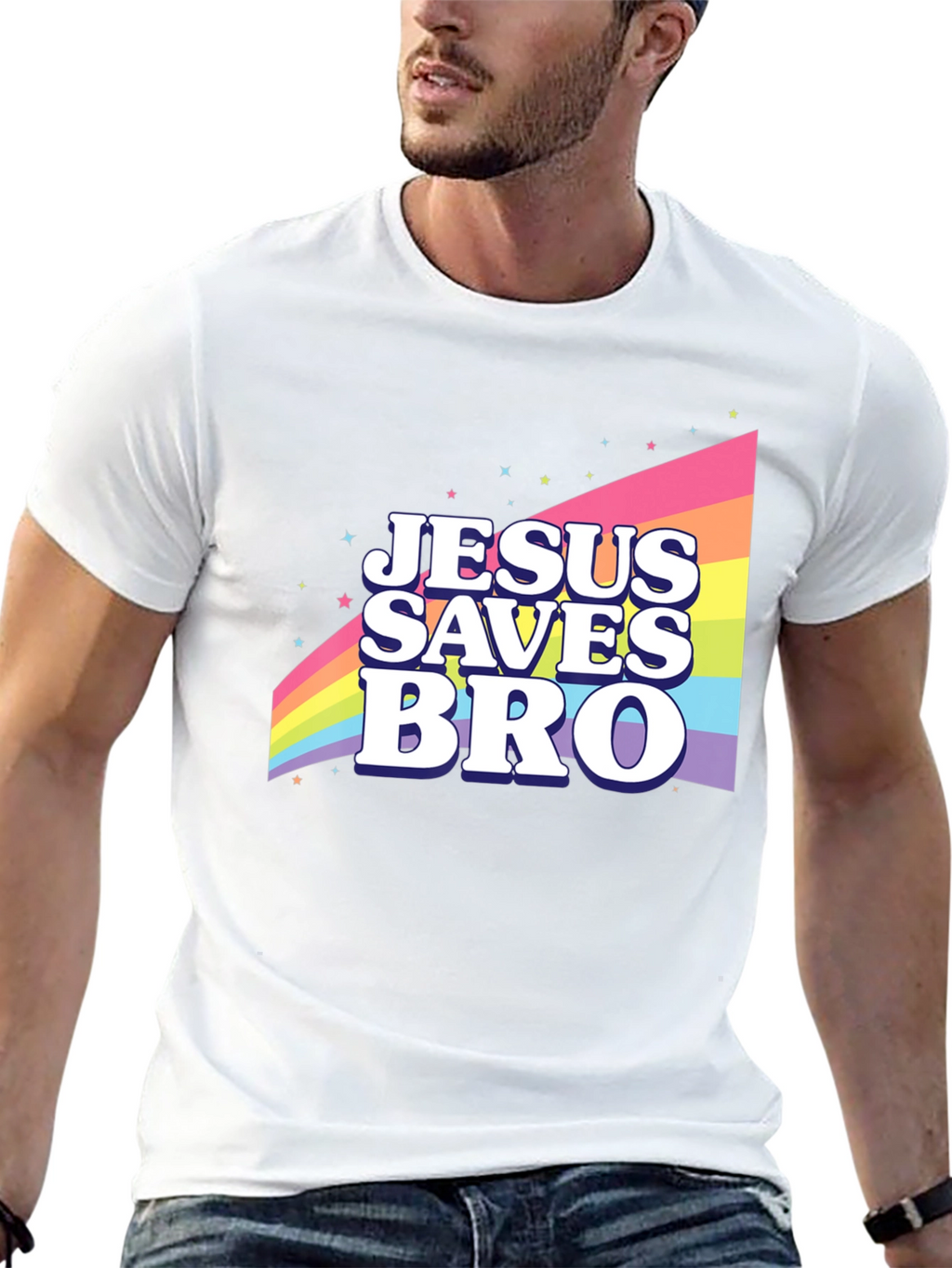 Jesus Saves Bro Rainbow T-Shirt