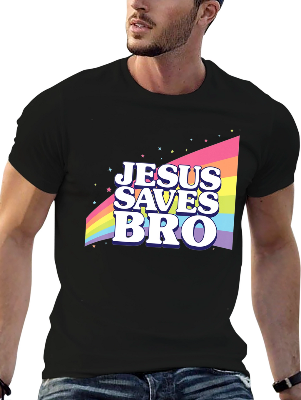 Jesus Saves Bro Rainbow T-Shirt