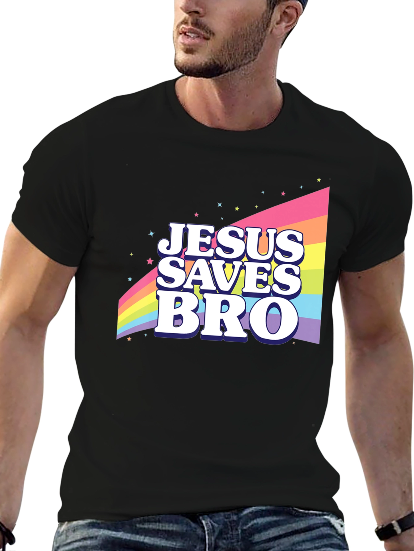 Jesus Saves Bro Rainbow T-Shirt