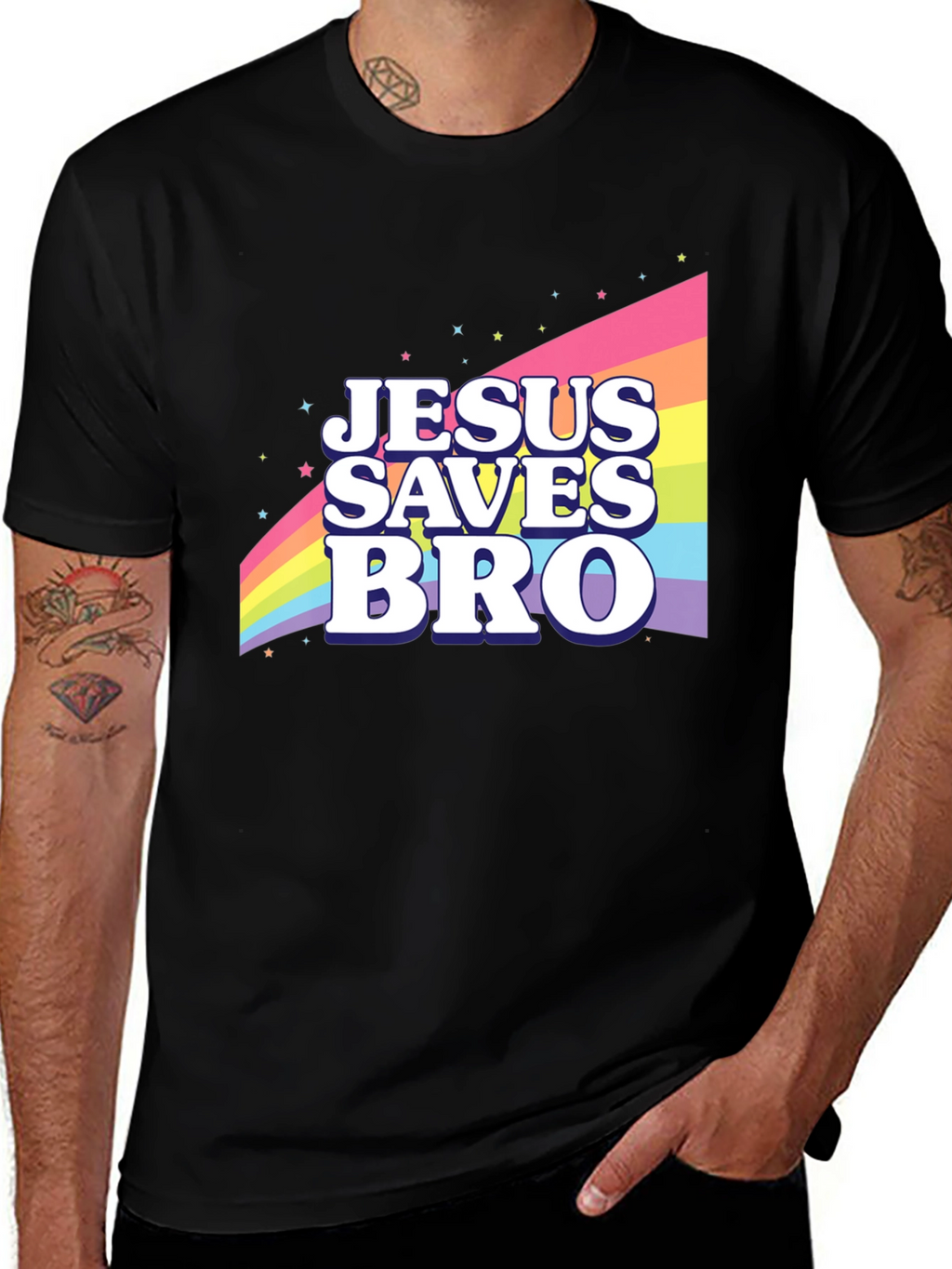 Jesus Saves Bro Rainbow T-Shirt