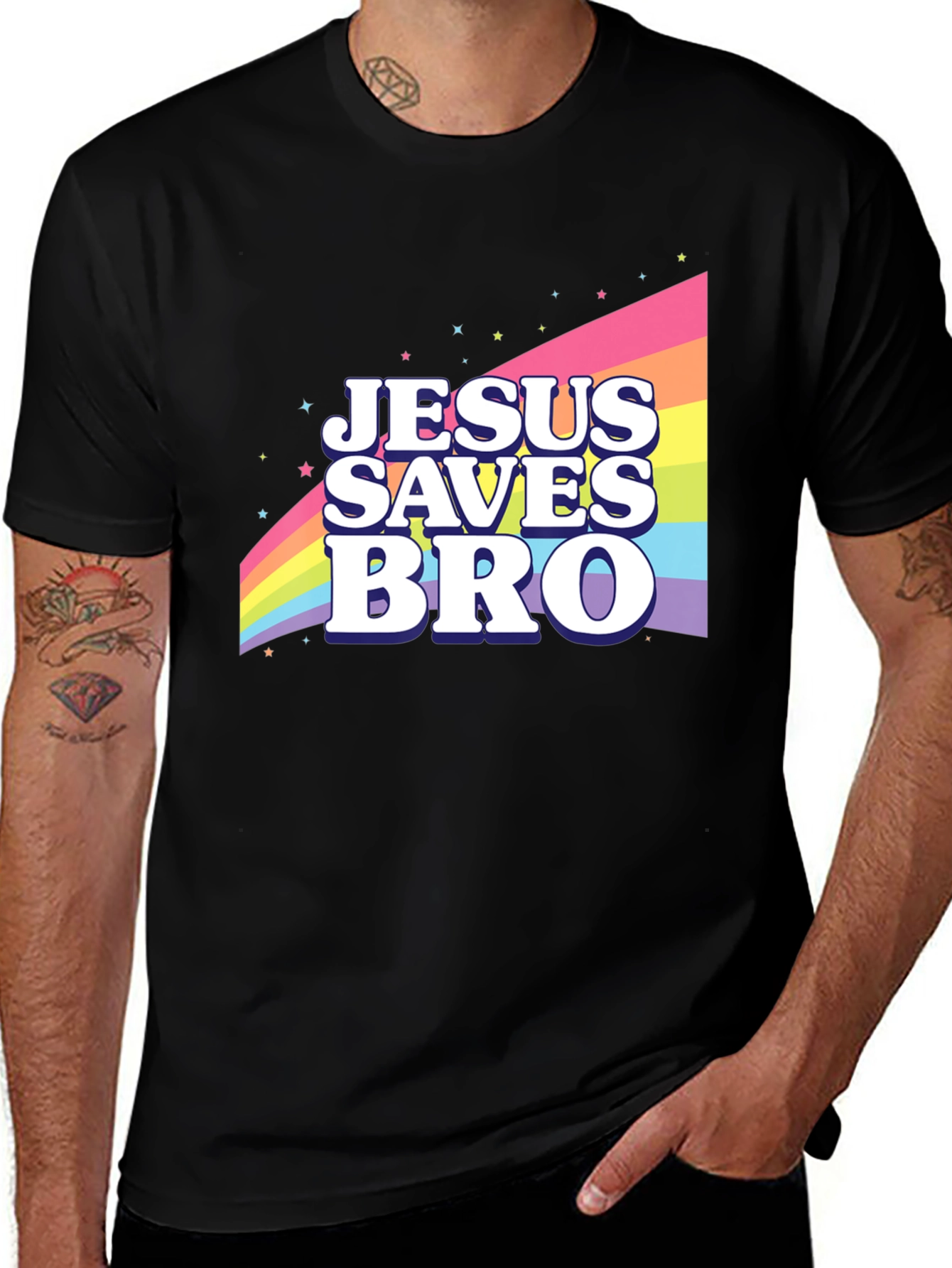 Jesus Saves Bro Rainbow T-Shirt