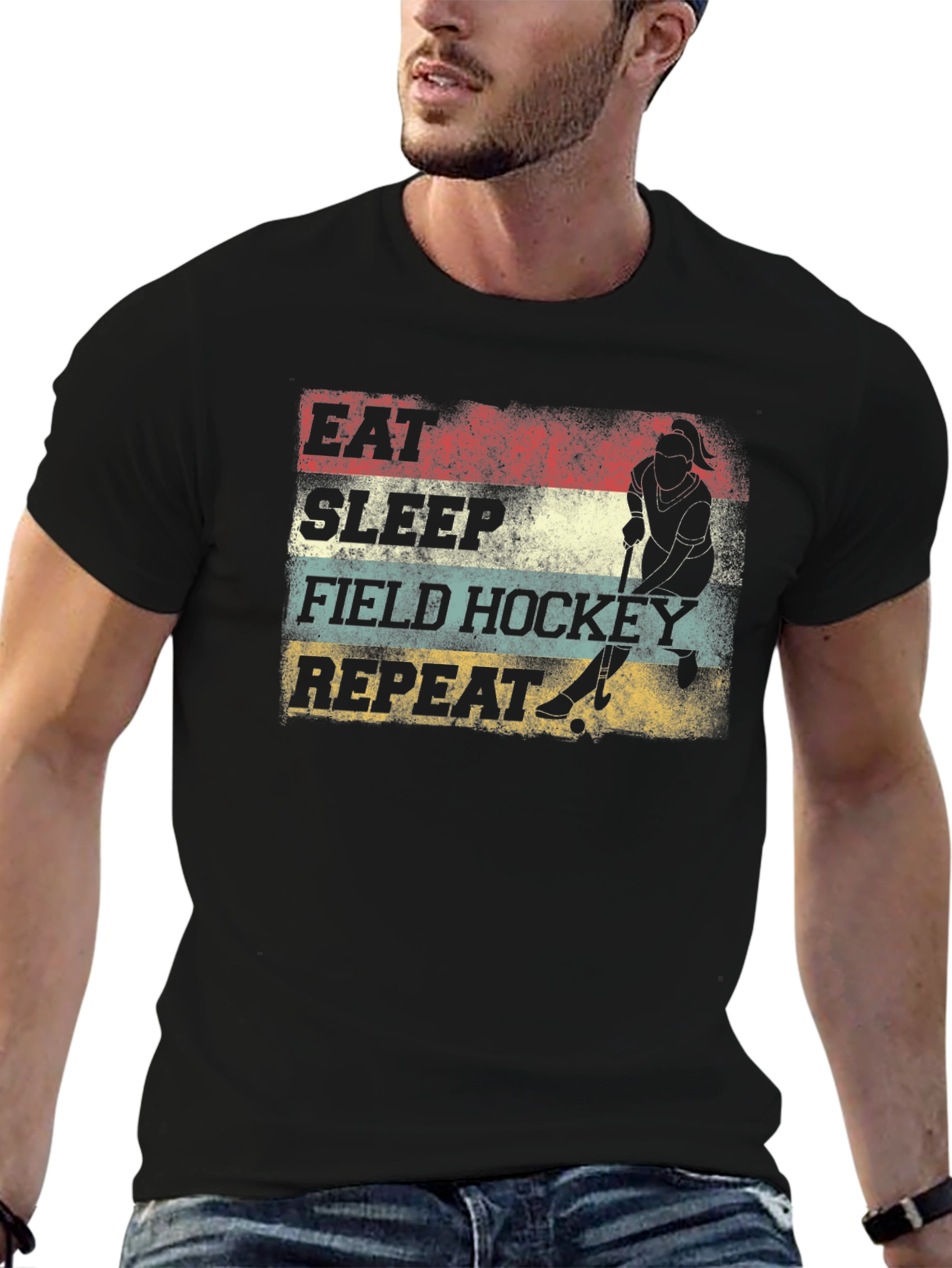 Eat Sleep Field Hockey Repeat Graphic Tee