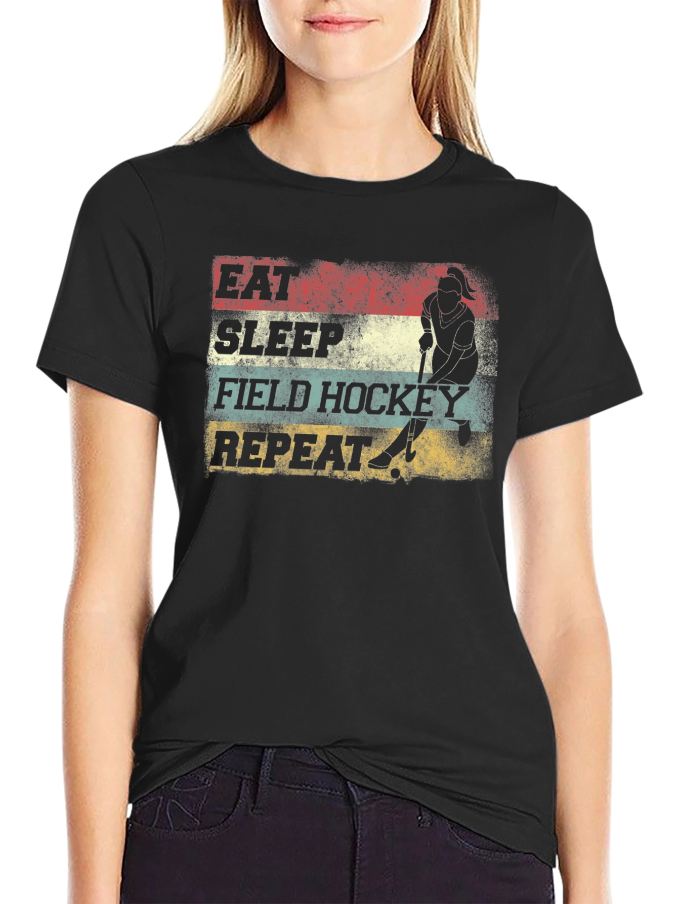 Eat Sleep Field Hockey Repeat Graphic Tee
