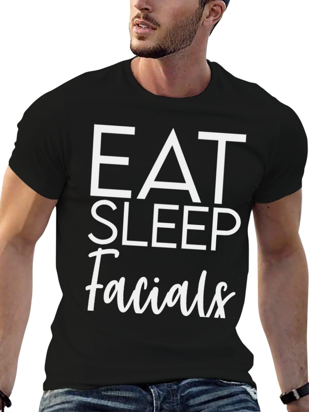 Eat Sleep Facials T-Shirt - Black Cotton Tee
