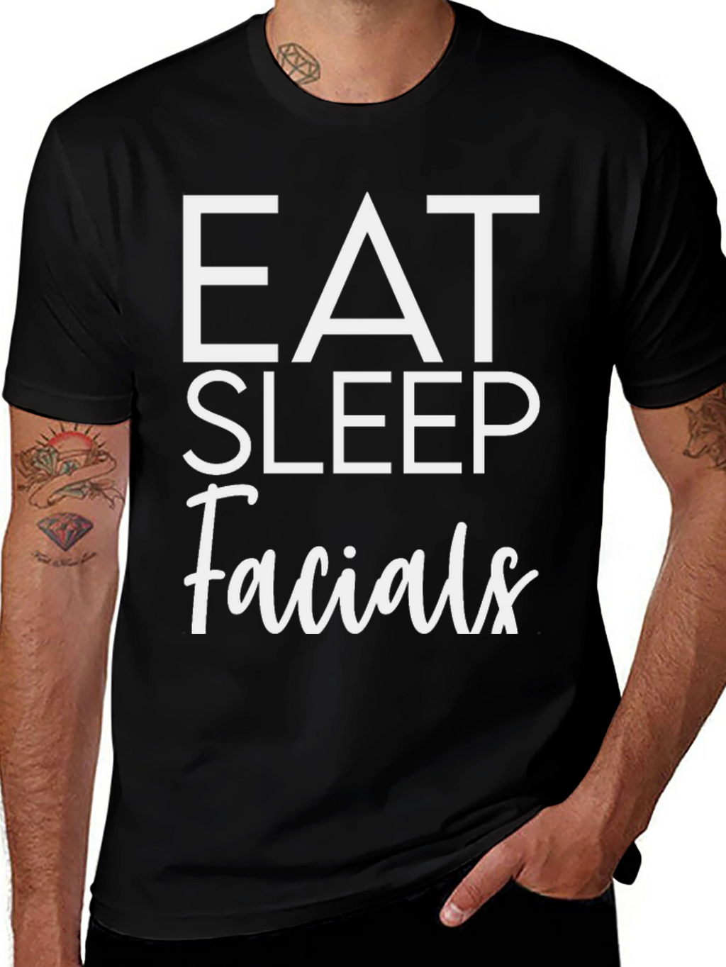 Eat Sleep Facials T-Shirt - Black Cotton Tee