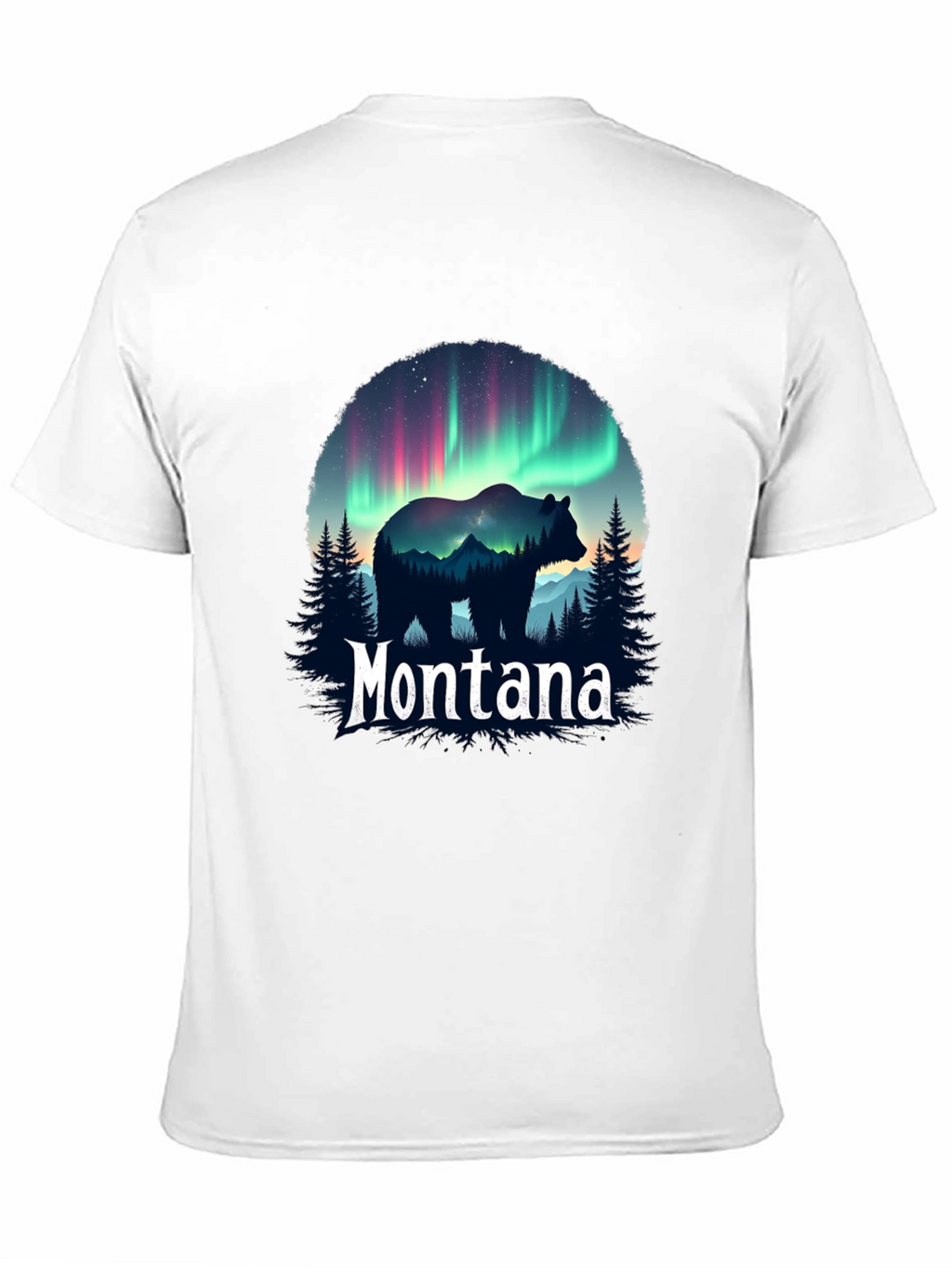 Montana Bear Aurora Borealis Graphic T-Shirt