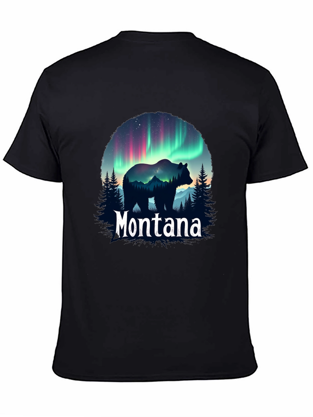 Montana Bear Aurora Borealis Graphic T-Shirt