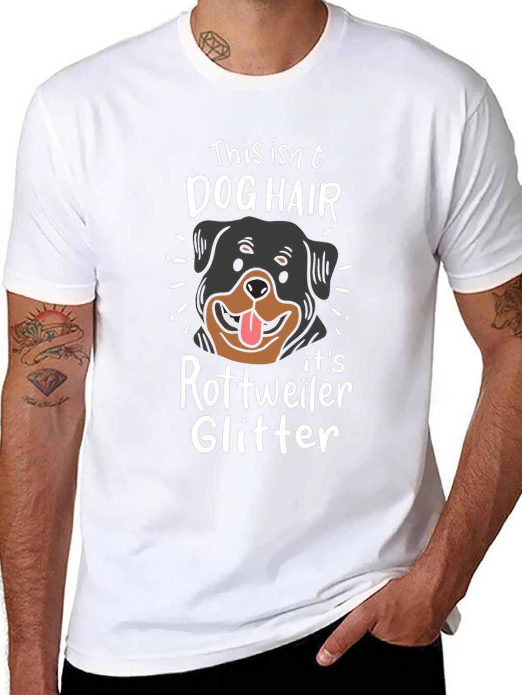 Rottweiler Dog Hair Glitter T-Shirt