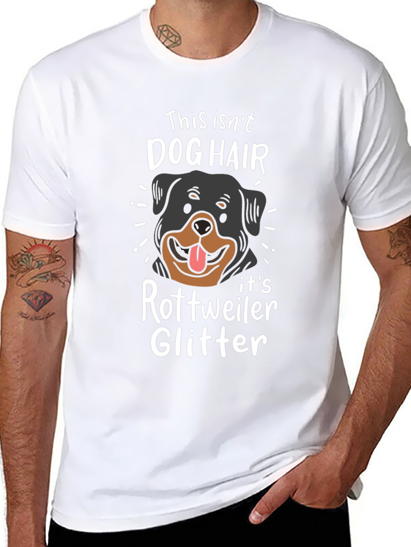 Rottweiler Dog Hair Glitter T-Shirt