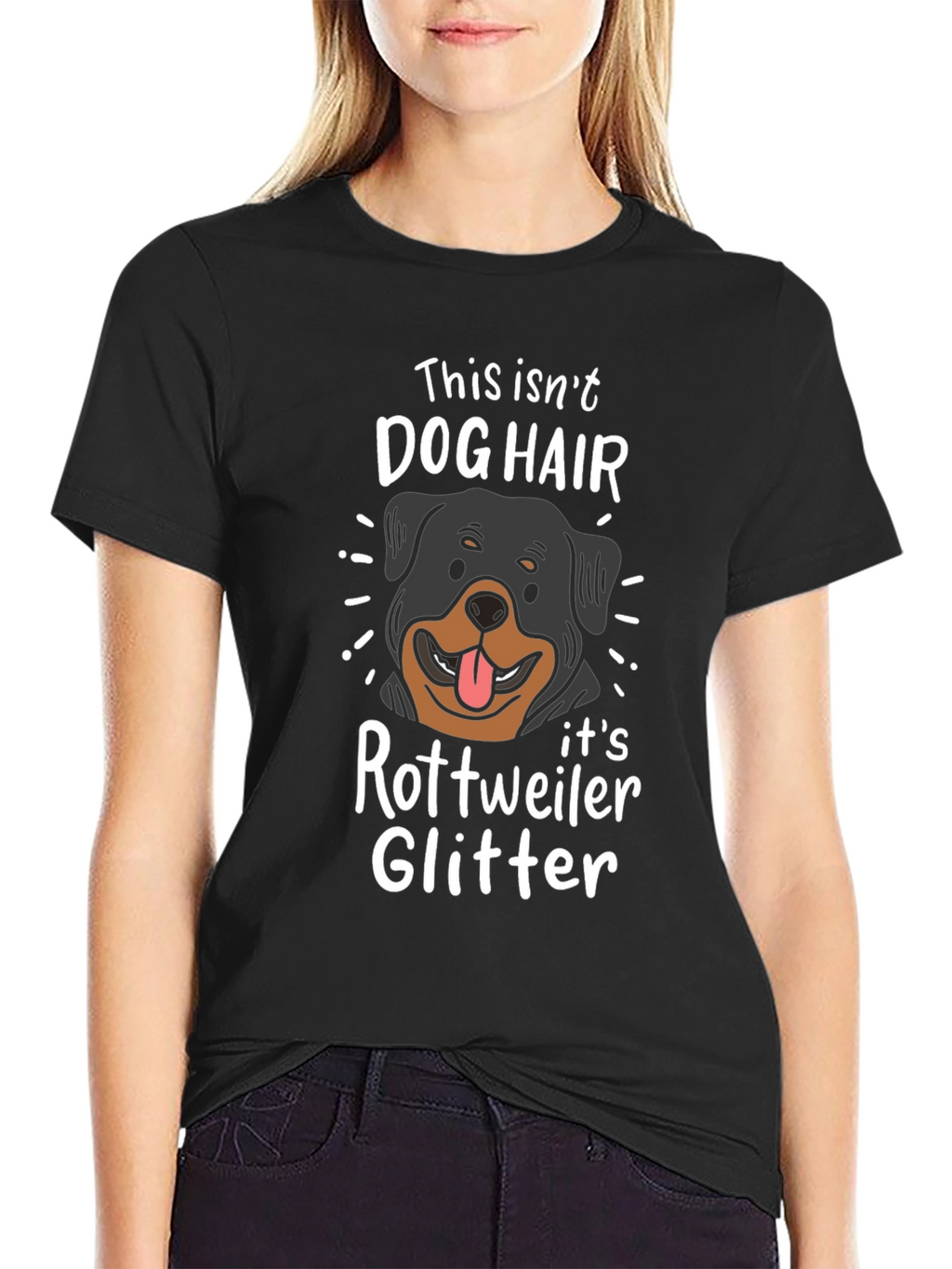 Rottweiler Dog Hair Glitter T-Shirt