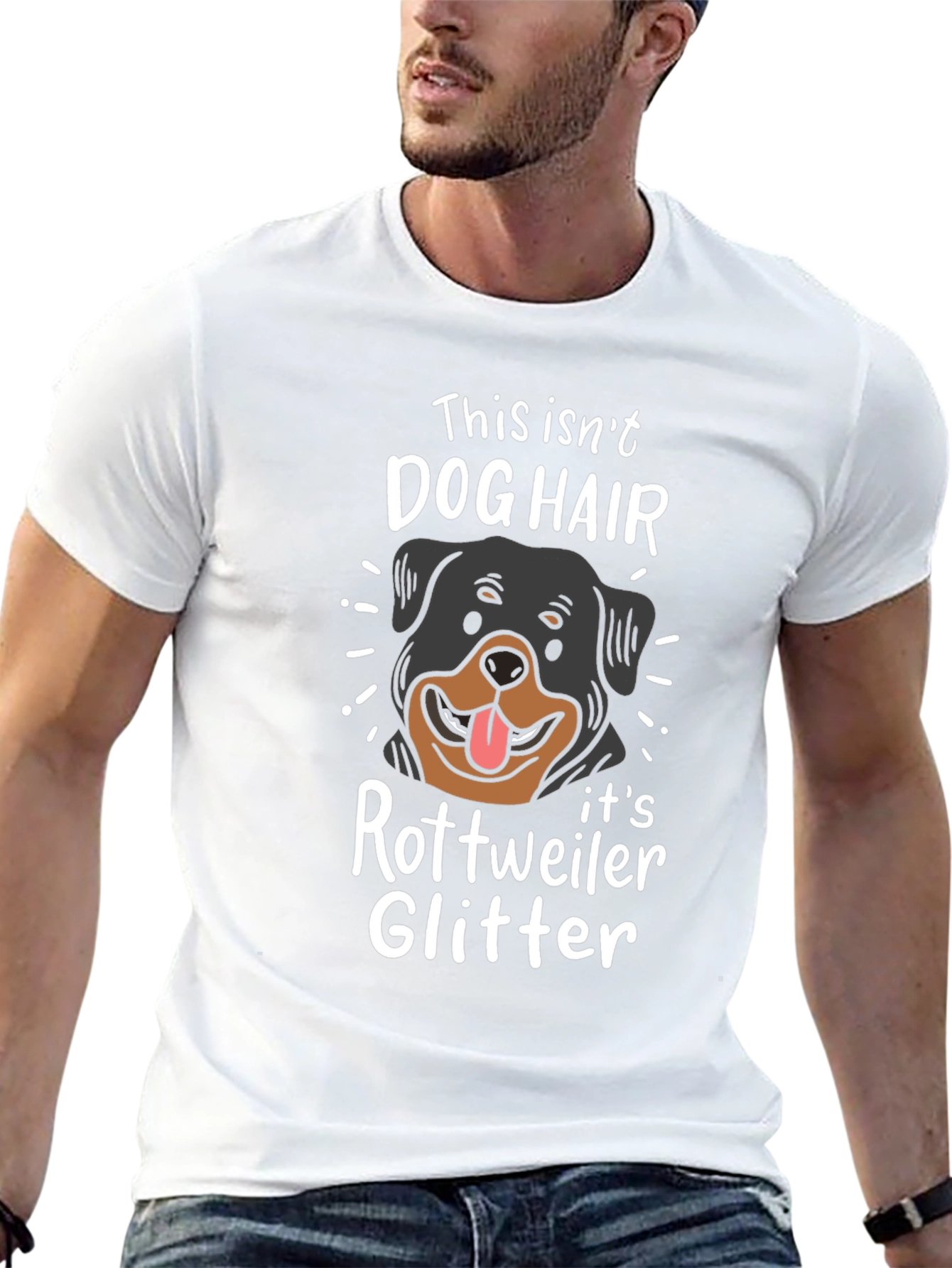 Rottweiler Dog Hair Glitter T-Shirt