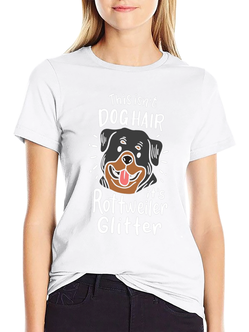 Rottweiler Dog Hair Glitter T-Shirt