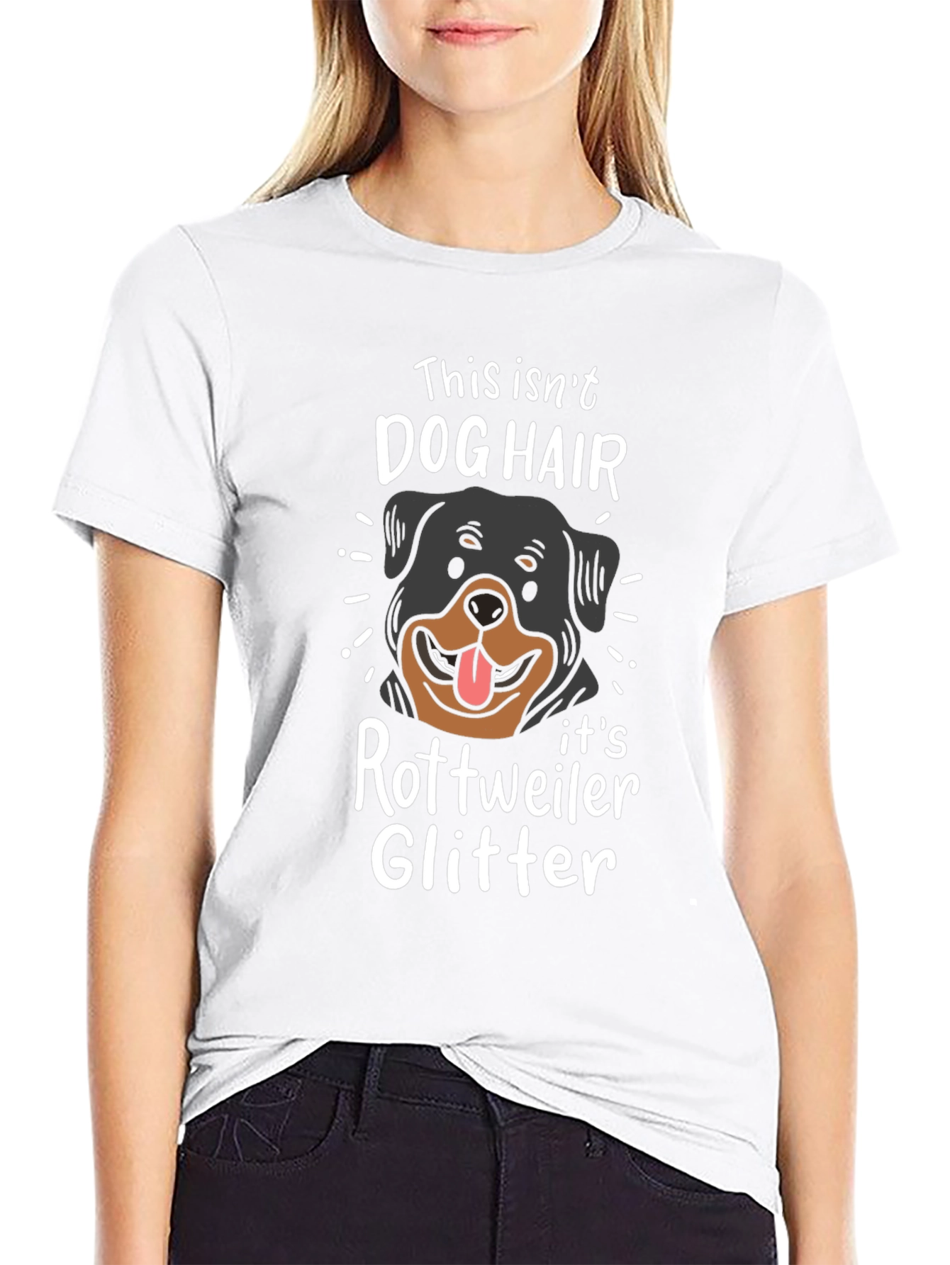 Rottweiler Dog Hair Glitter T-Shirt