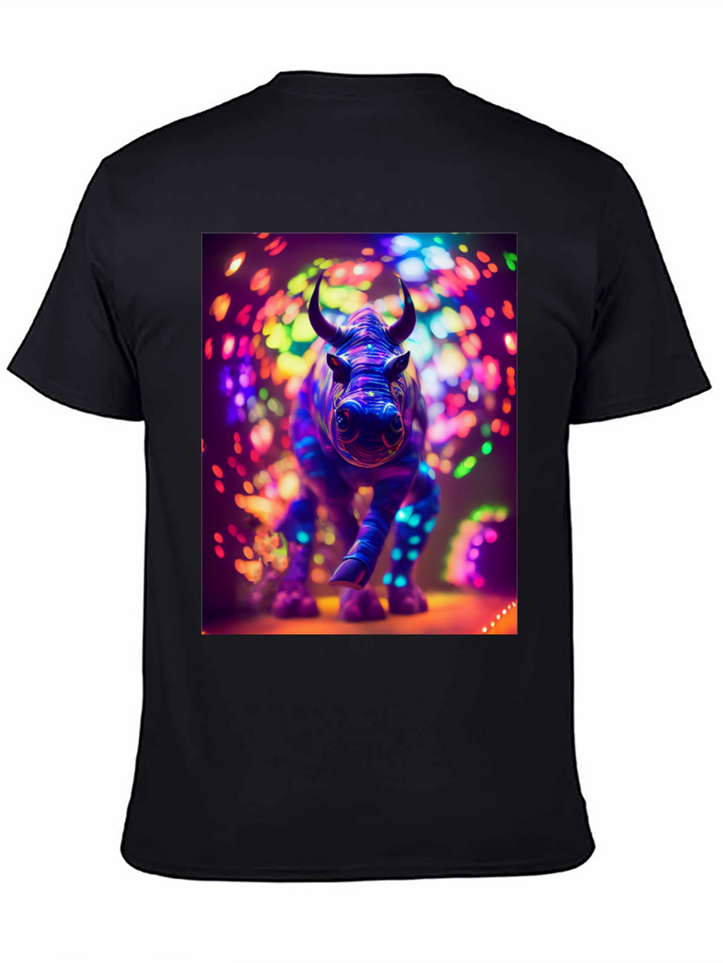 Neon Rhino Graphic Tee - Cool Animal Print Shirt