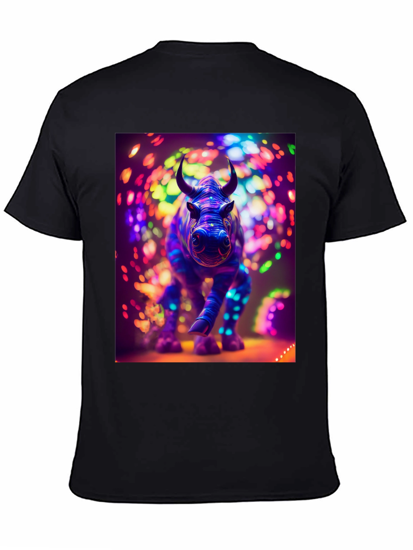 Neon Rhino Graphic Tee - Cool Animal Print Shirt