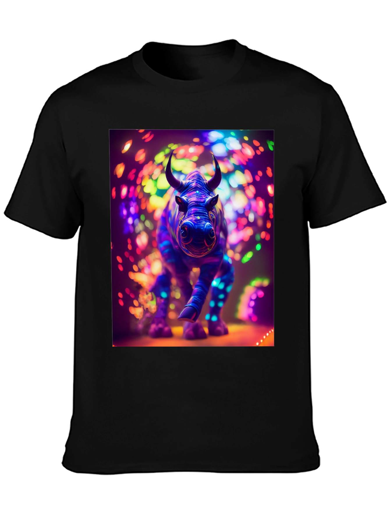 Neon Rhino Graphic Tee - Cool Animal Print Shirt