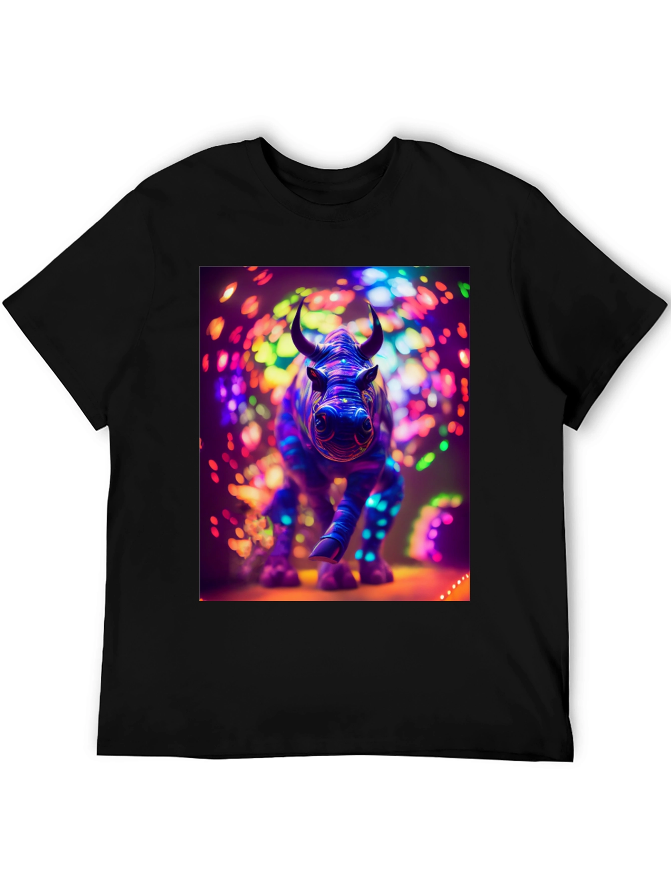 Neon Rhino Graphic Tee - Cool Animal Print Shirt