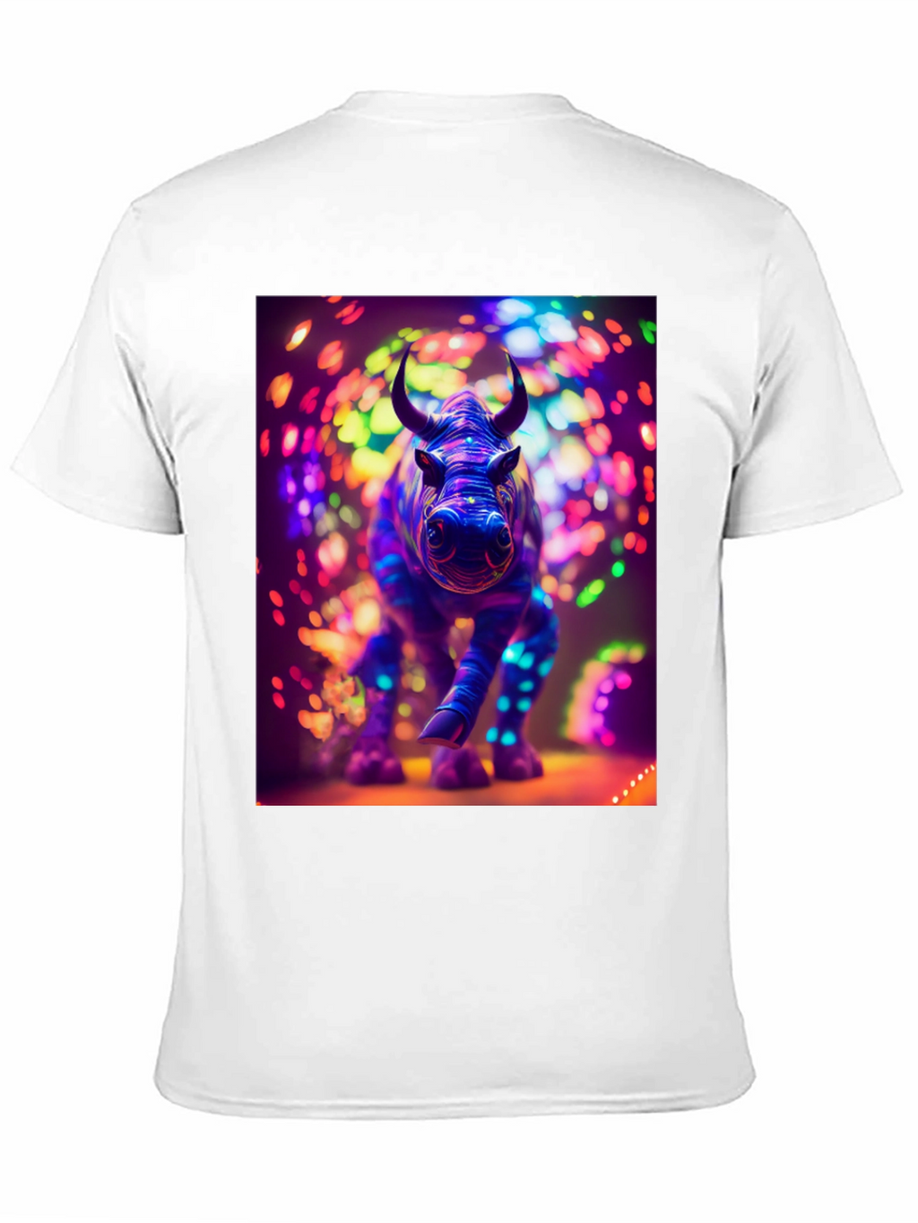 Neon Rhino Graphic Tee - Cool Animal Print Shirt