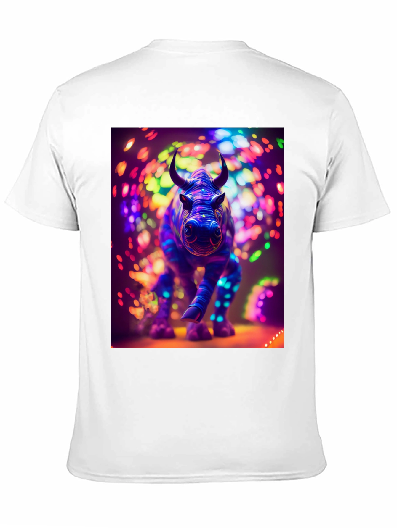 Neon Rhino Graphic Tee - Cool Animal Print Shirt