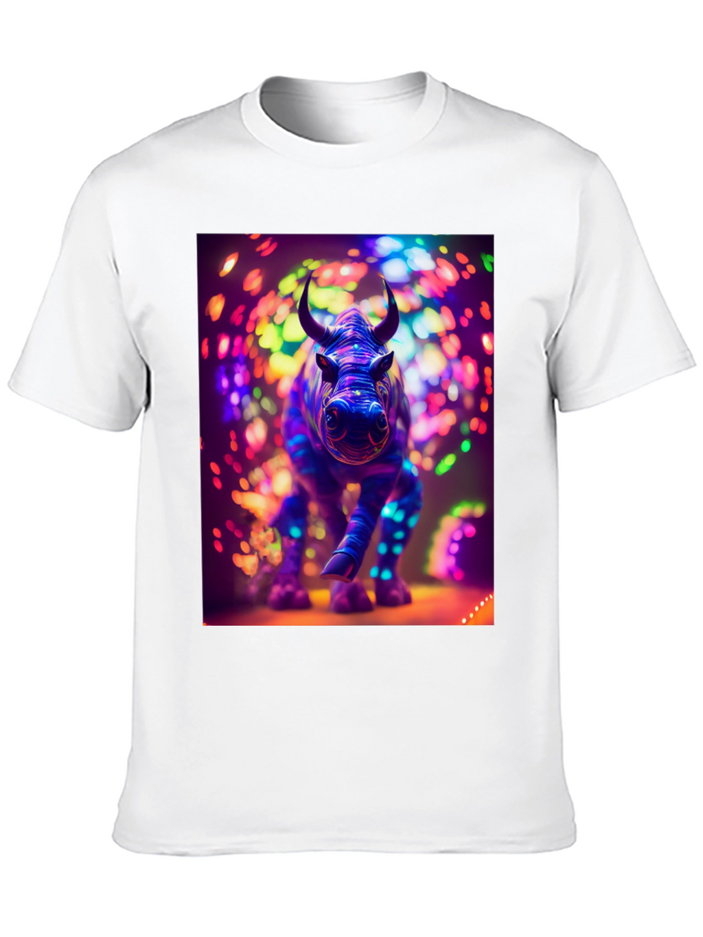 Neon Rhino Graphic Tee - Cool Animal Print Shirt