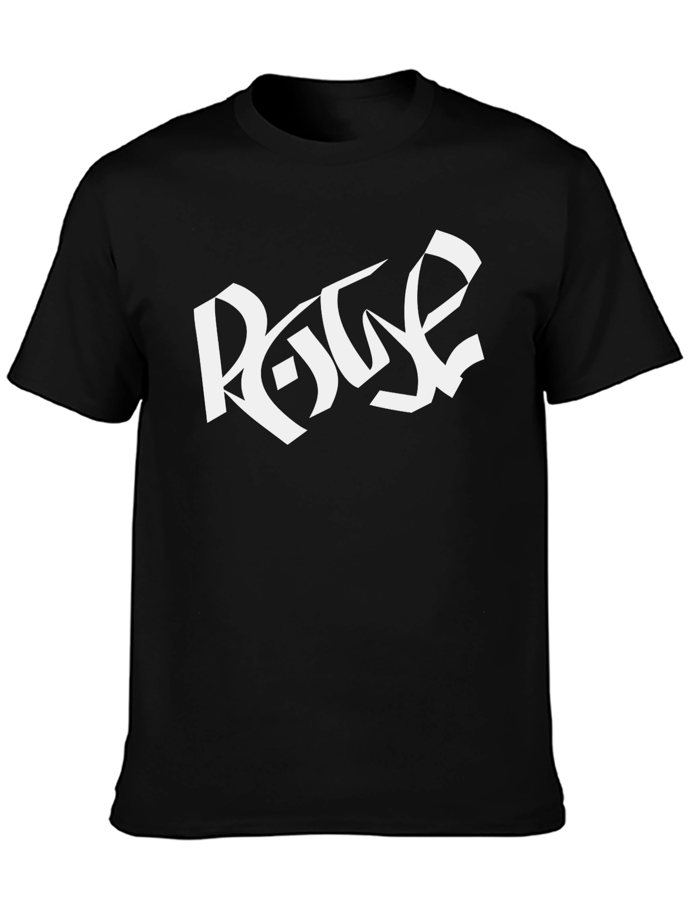 Black T-Shirt with White Graphic Print